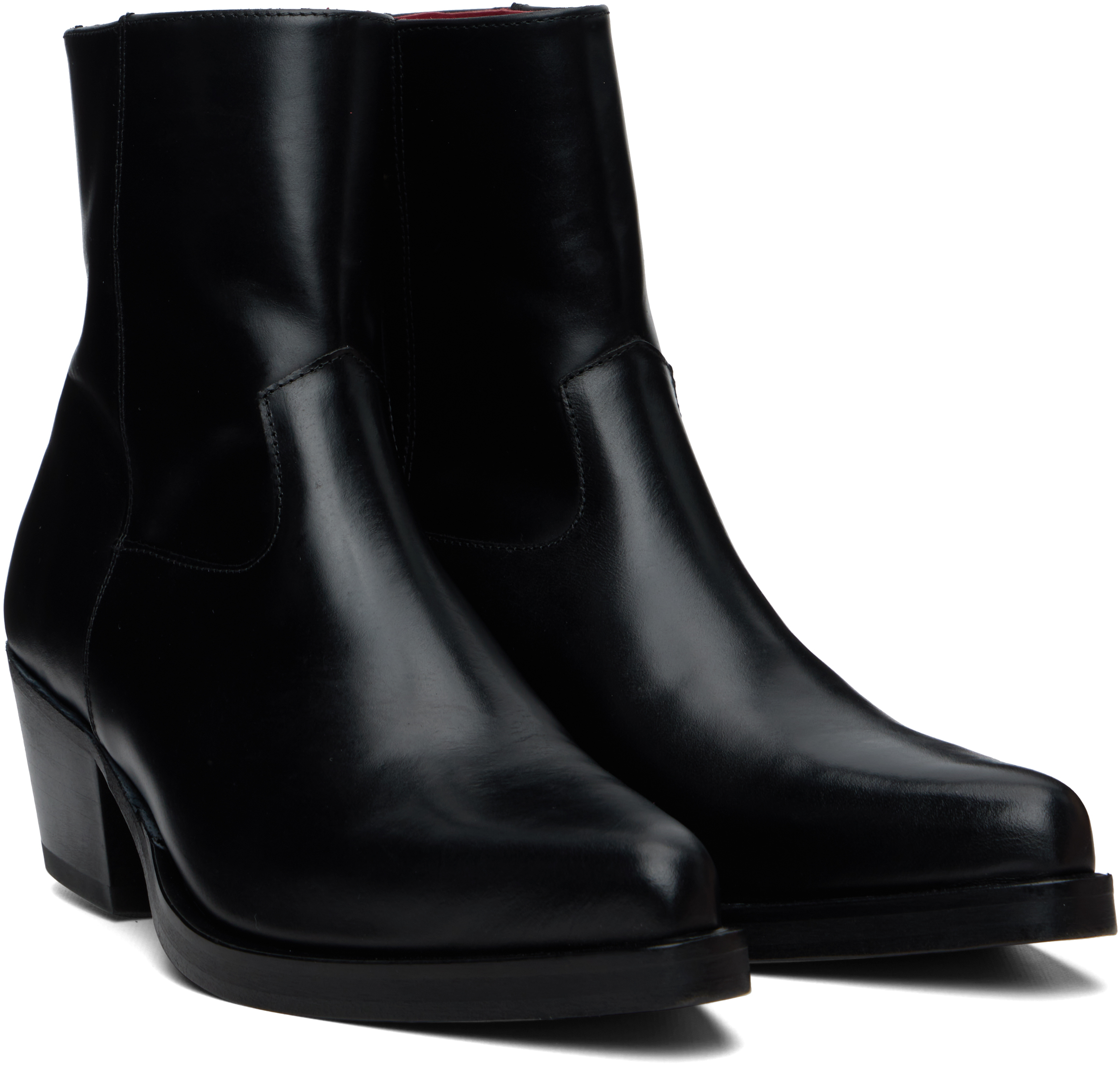 Ernest W Baker Black Western Boots In Multi