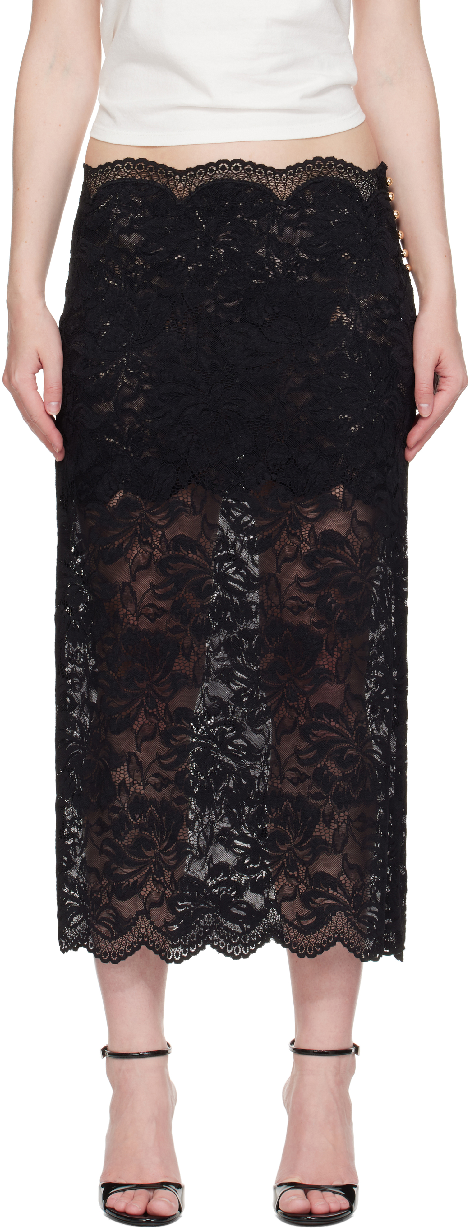 Black Lace Midi Skirt