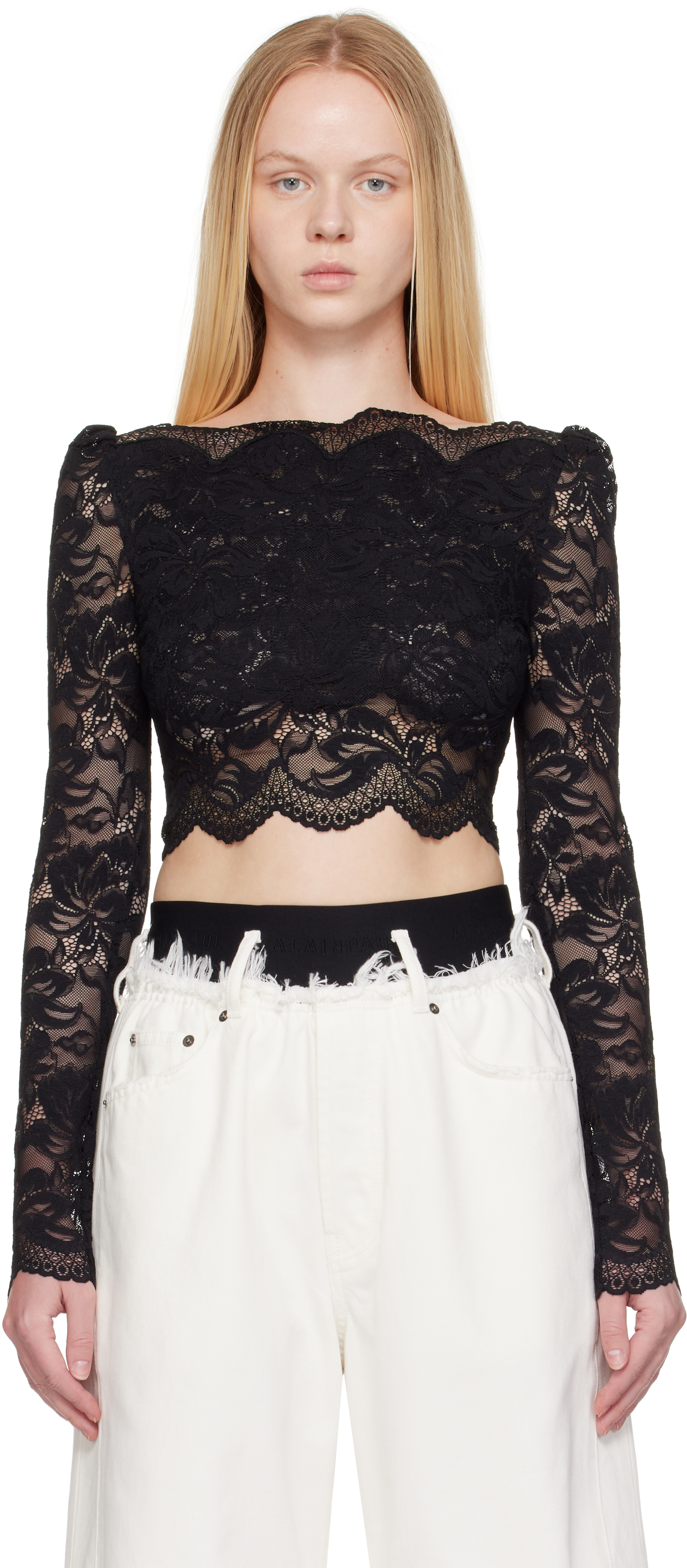 Black Crop Top in Lace Top