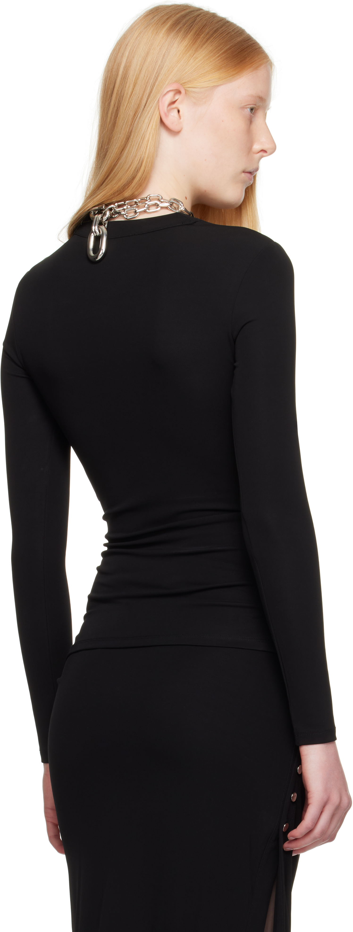 Rabanne Black Drapé Pression Jersey Top