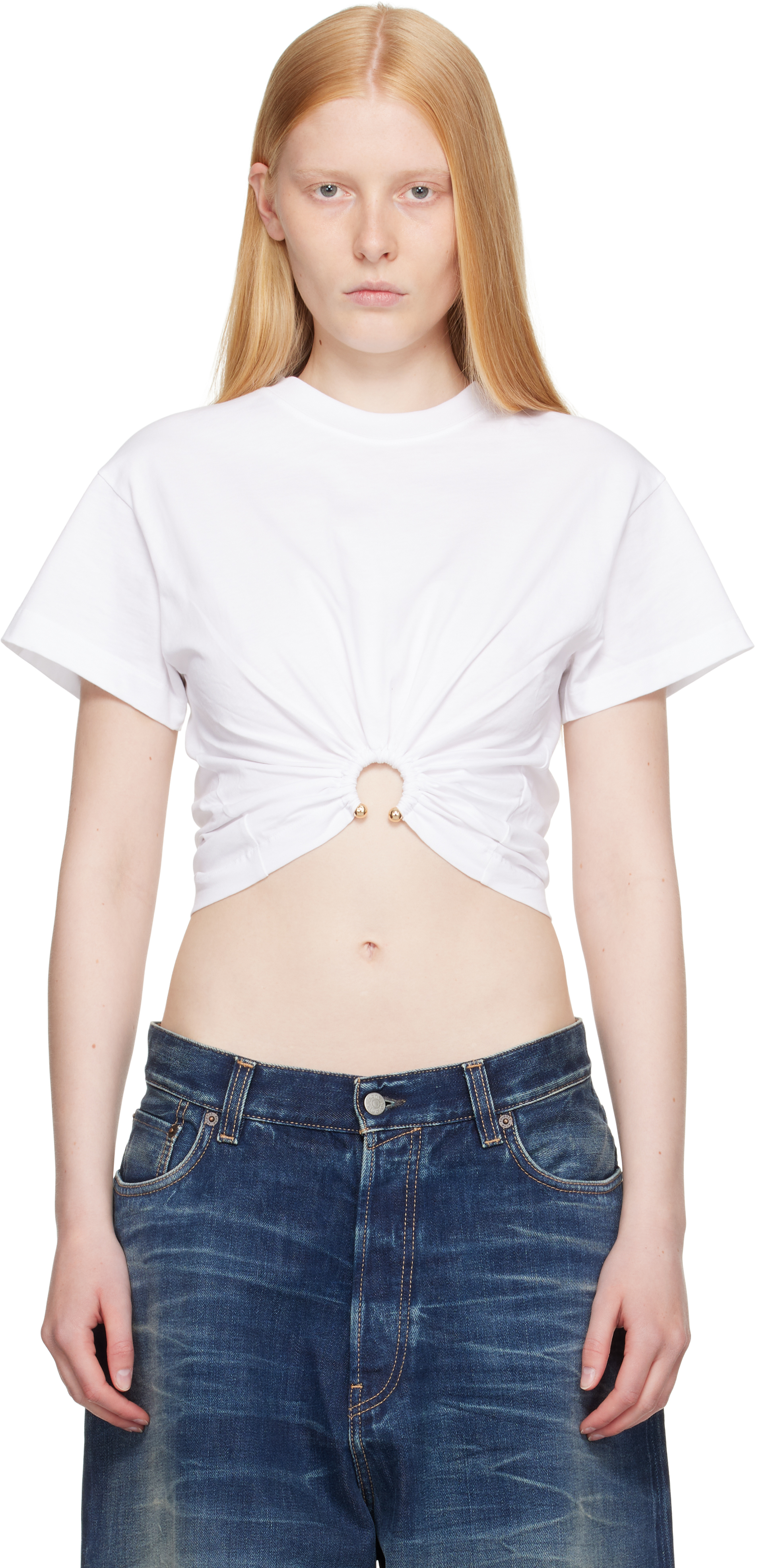 Shop Rabanne White Piercing T-shirt