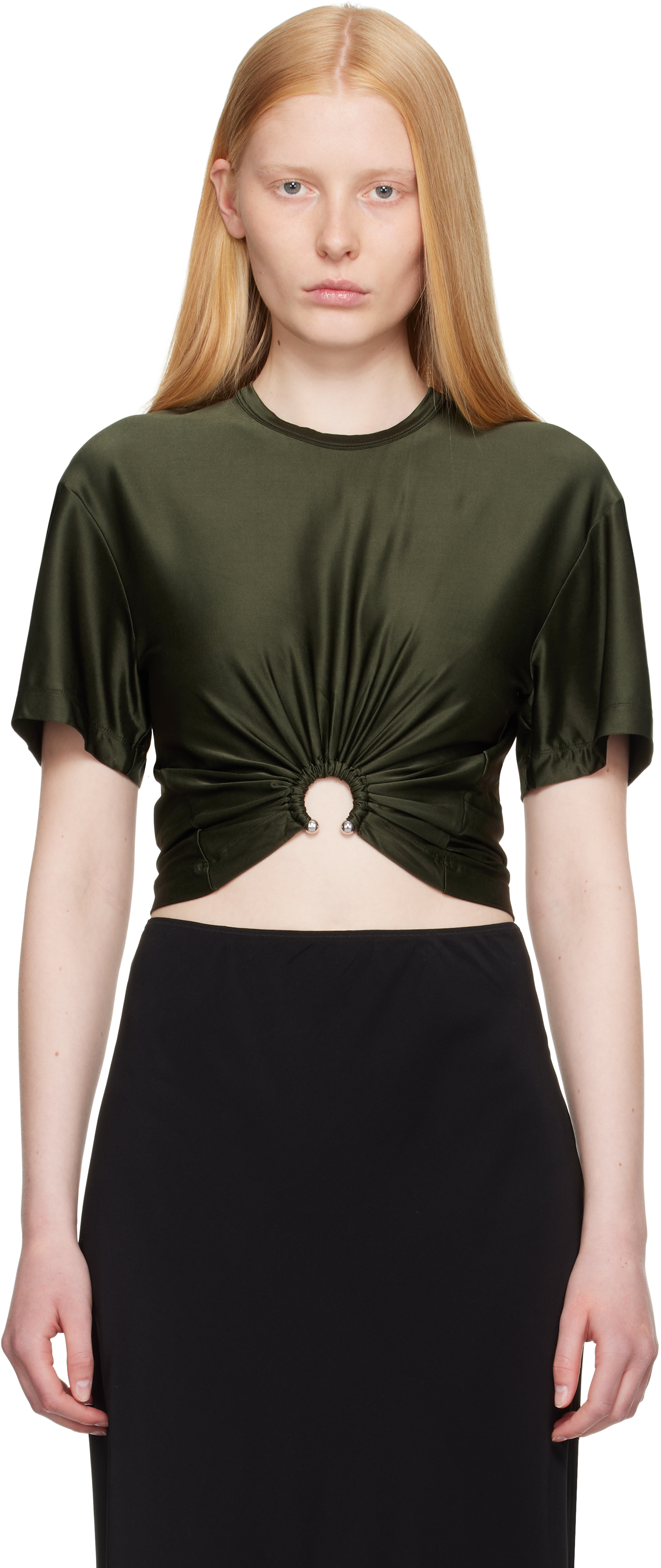 Khaki Cropped Jersey T-shirt