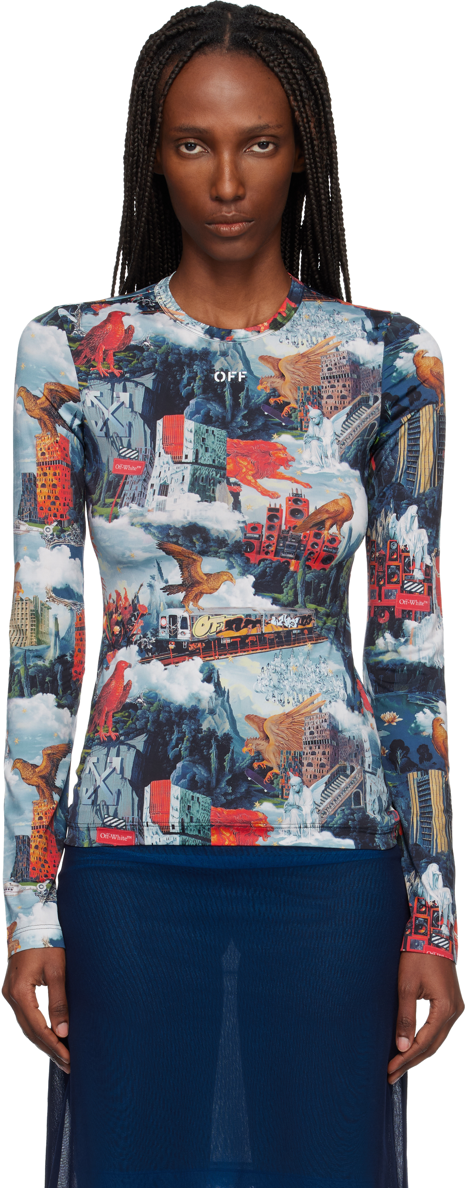 Multicolor World Paint Second Skin Crew T-shirt by Off-White on Sale