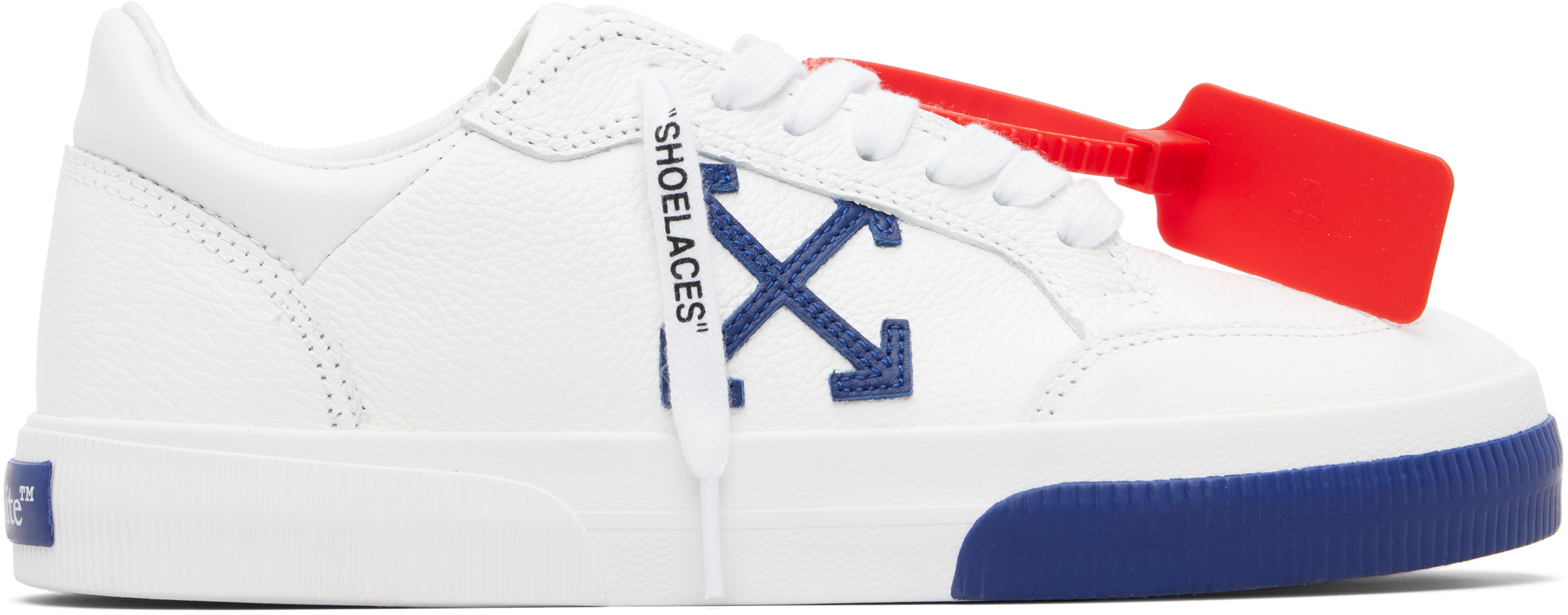 Off-White White & Navy Vulcanized Low Sneakers