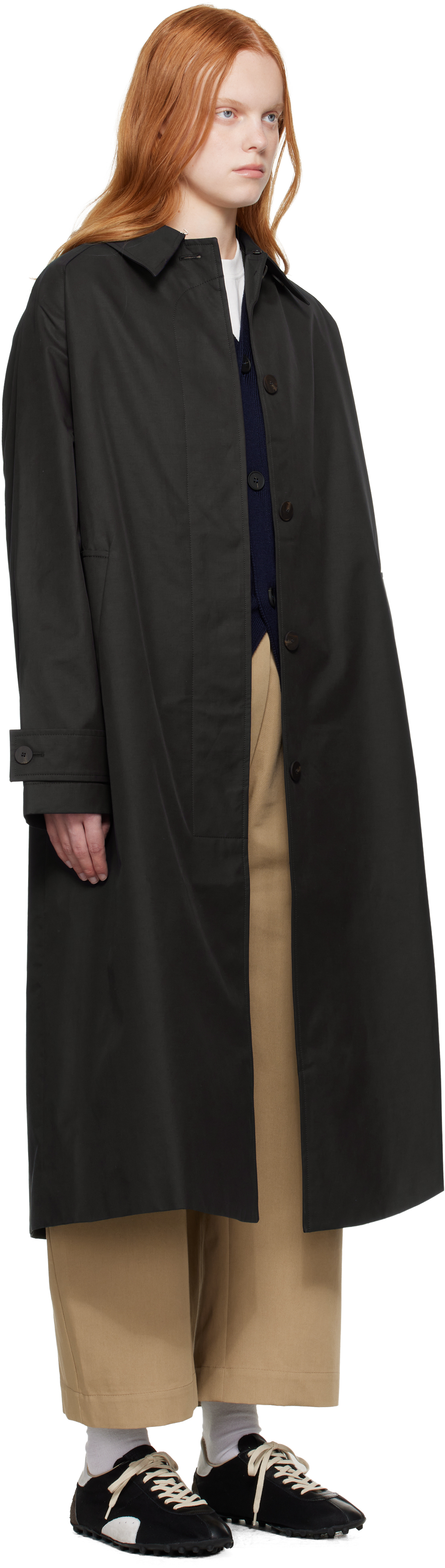 Studio Nicholson Navy Holin Technical Cotton Trench Coat In Blue