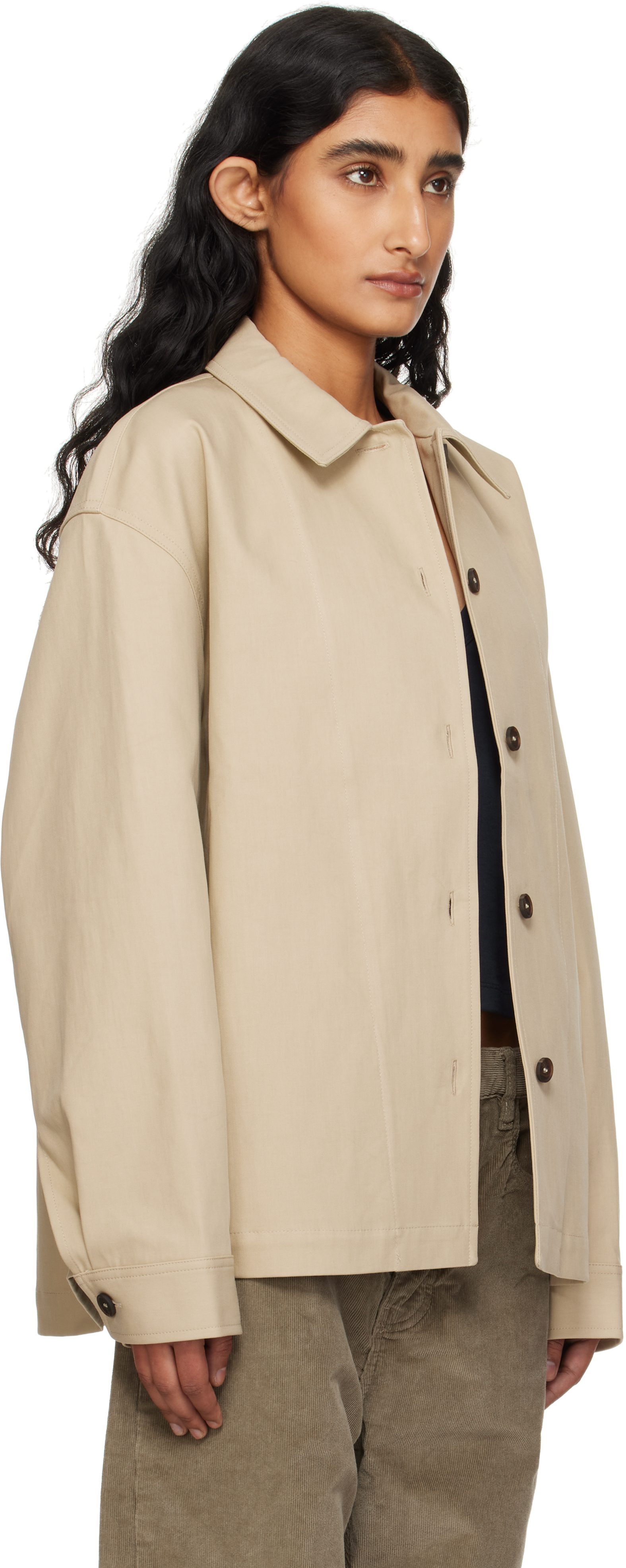 Studio Nicholson Long Sleeve Casual Jacket In Sand
