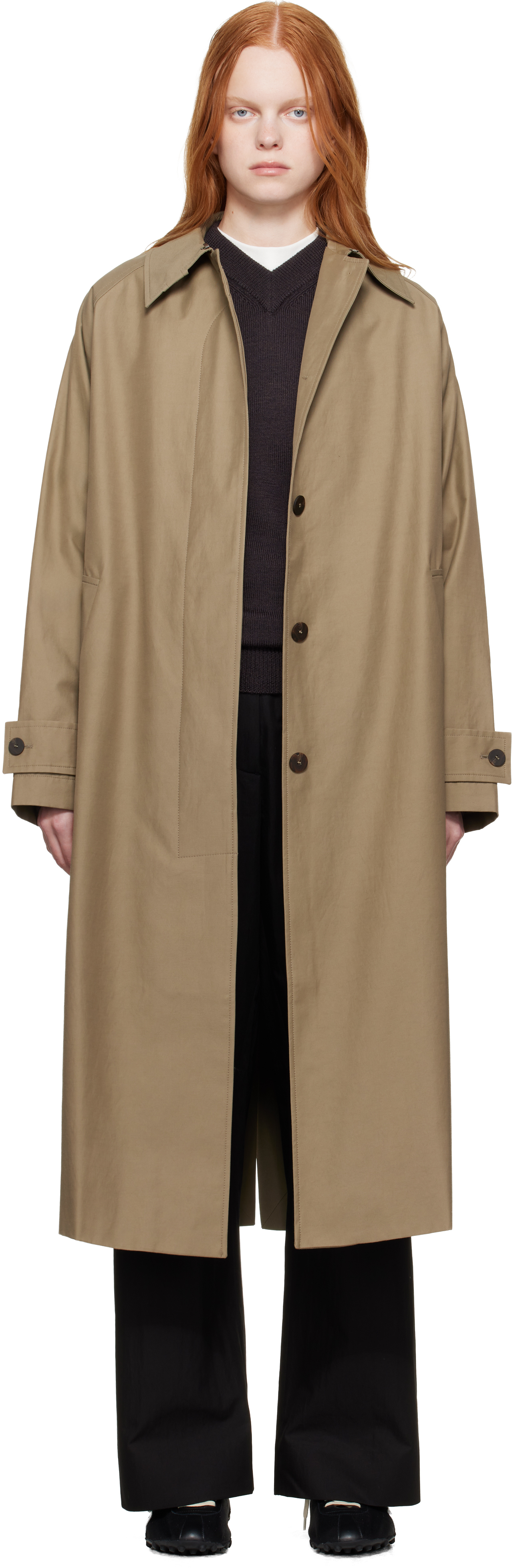 Studio Nicholson Taupe Holin Technical Cotton Trench Coat