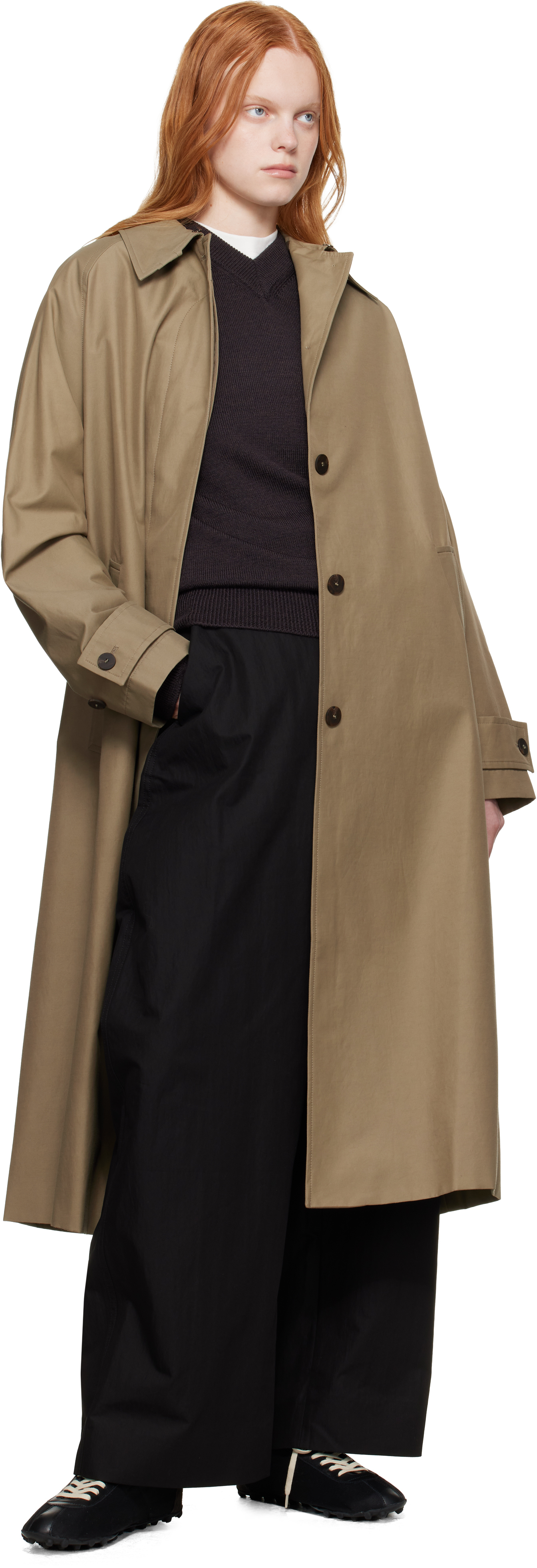 Studio Nicholson Taupe Holin Technical Cotton Trench Coat