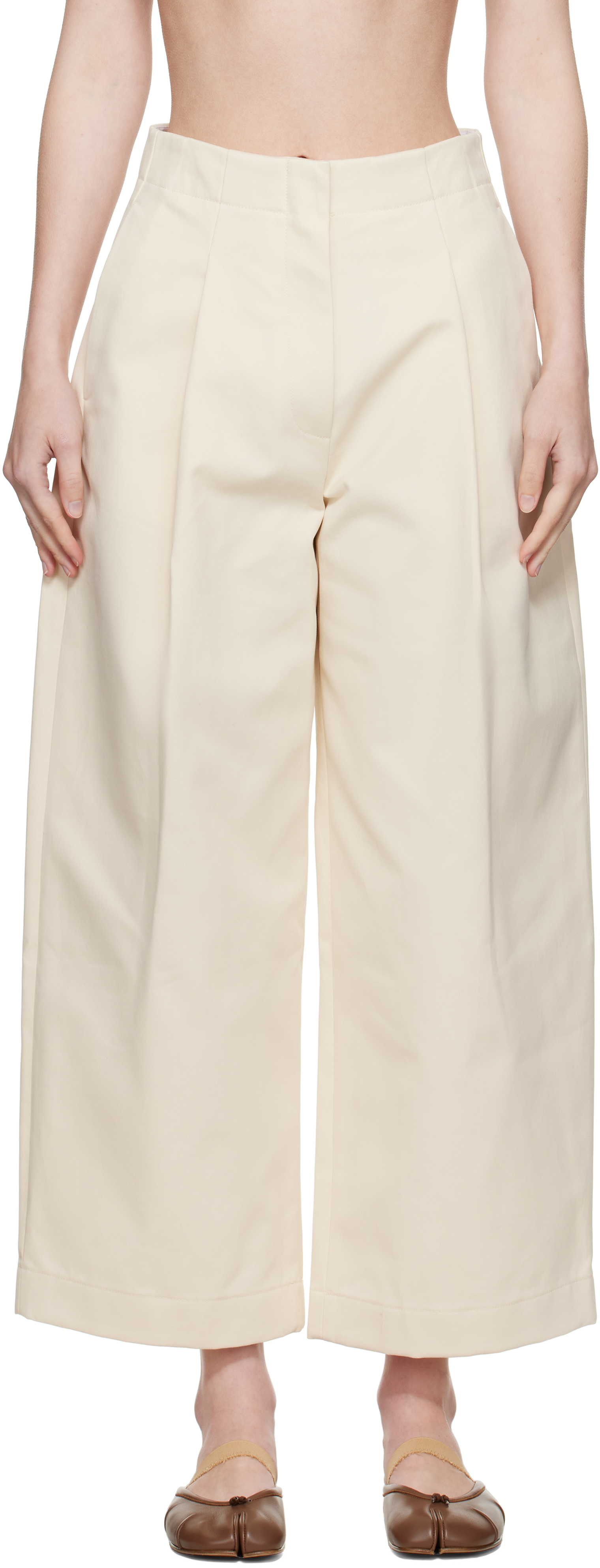 STUDIO NICHOLSON ベージュ volume pants STUDIO NICHOLSON / PEACHED COTTON TWILL DEEP PLEAT VOLUME
