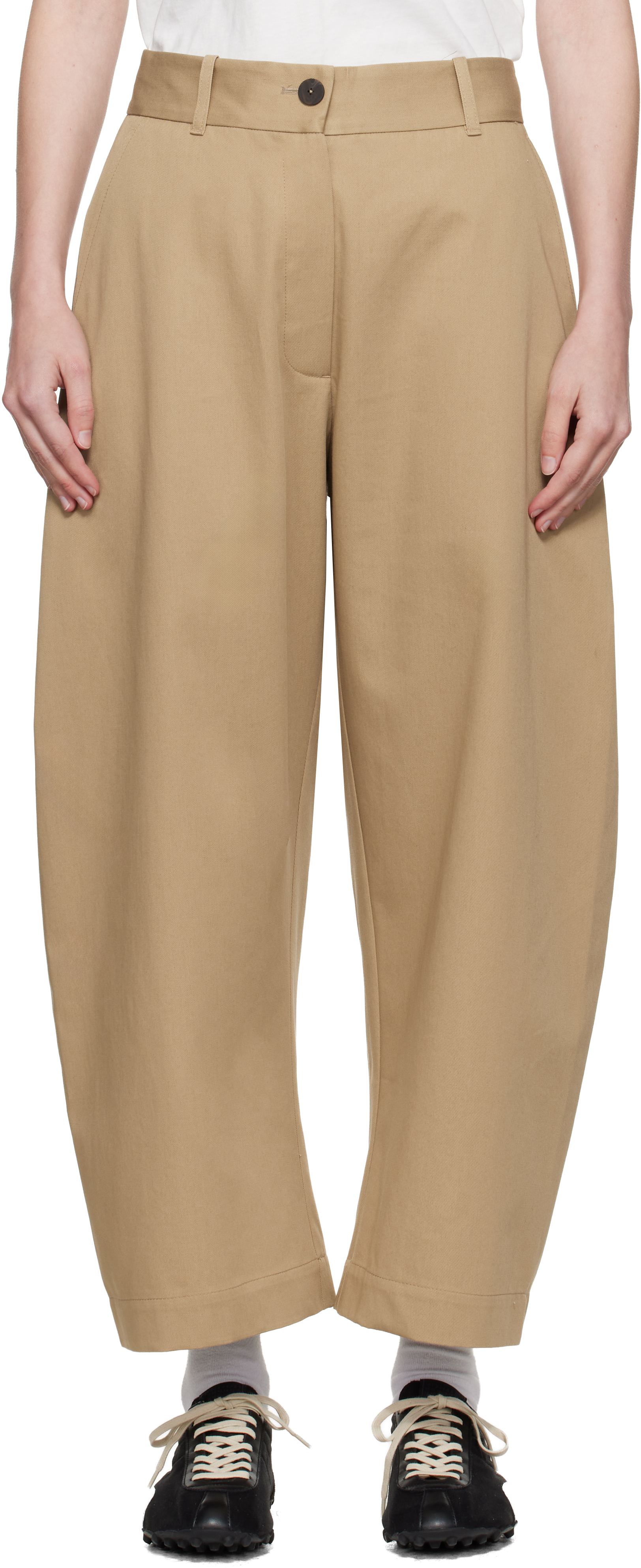 Studio Nicholson Tan Chalco Twill Trousers In Brown