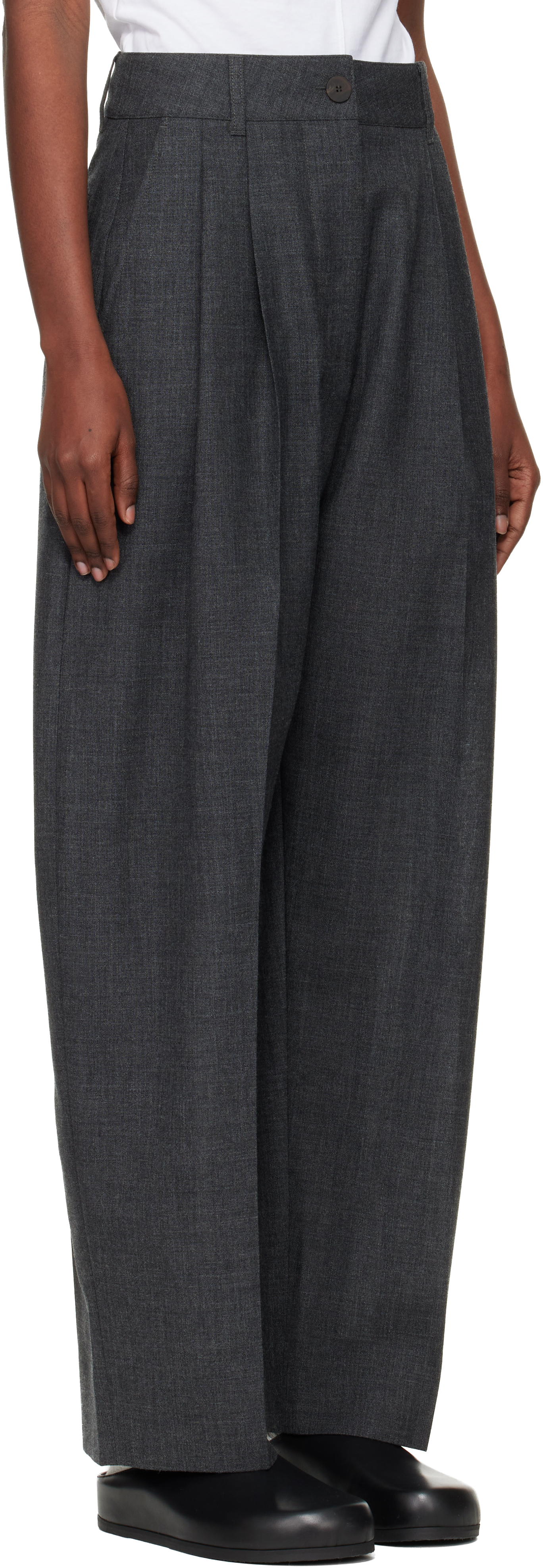 Studio Nicholson Pleated Trousers With Pockets And Loops In Black