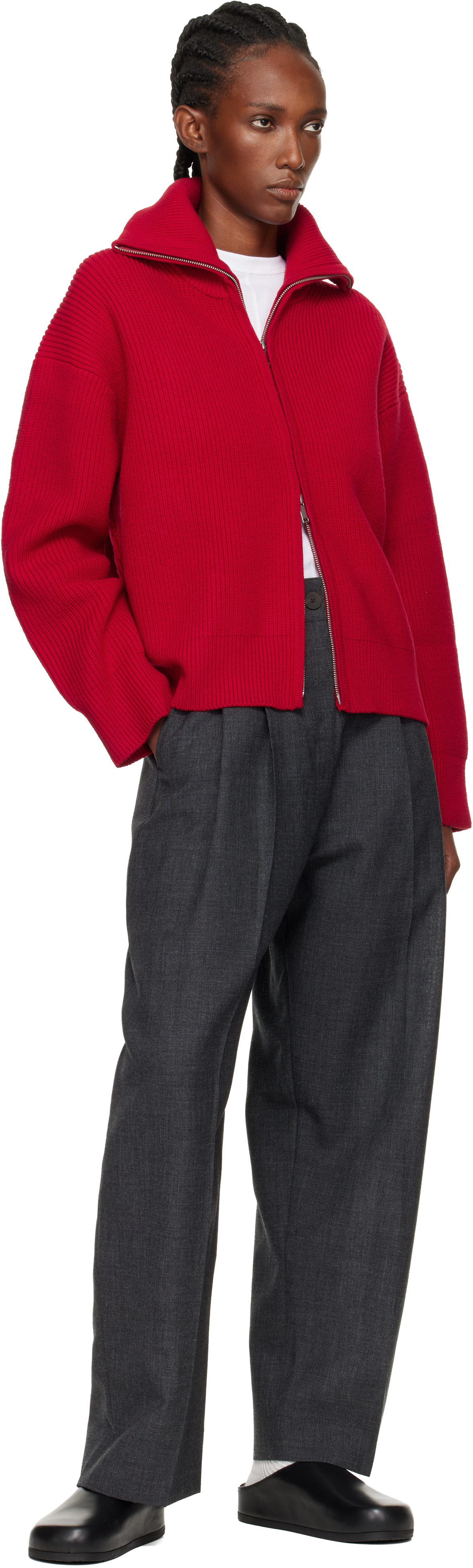 Studio Nicholson Pleated Trousers With Pockets And Loops In Black