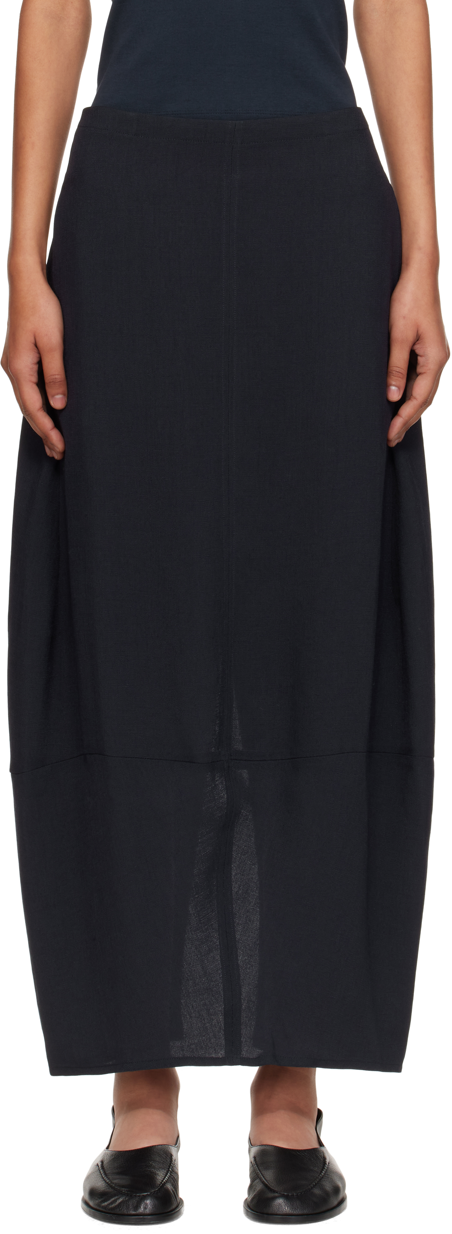 Studio Nicholson: ネイビー Beni ミディアムスカート | SSENSE 日本