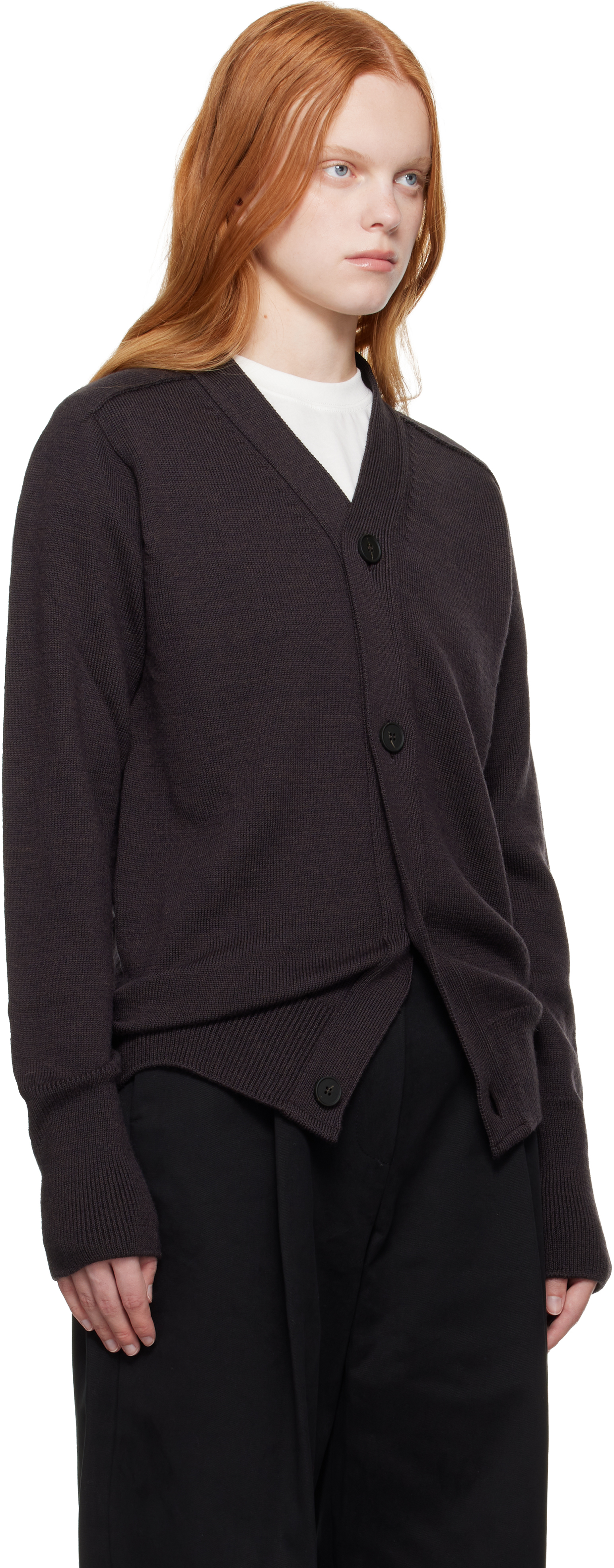 Studio Nicholson Brown Conan Cardigan In Brown