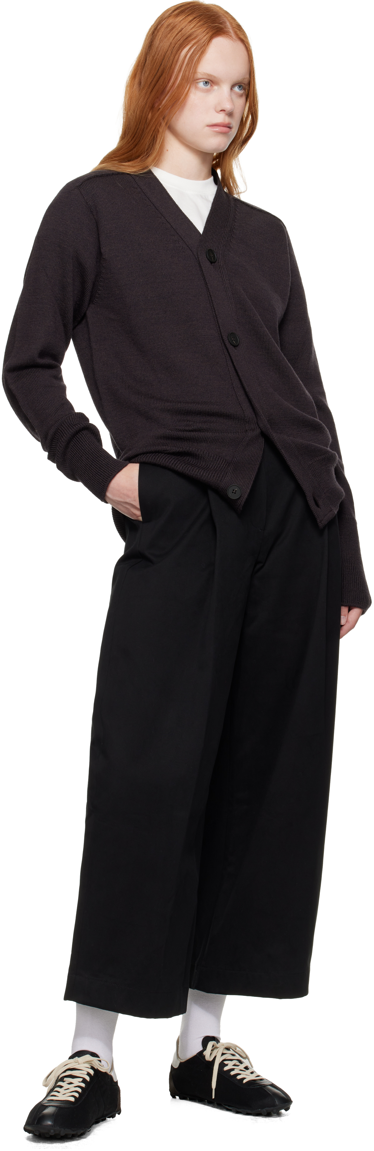 Studio Nicholson Brown Conan Cardigan In Brown