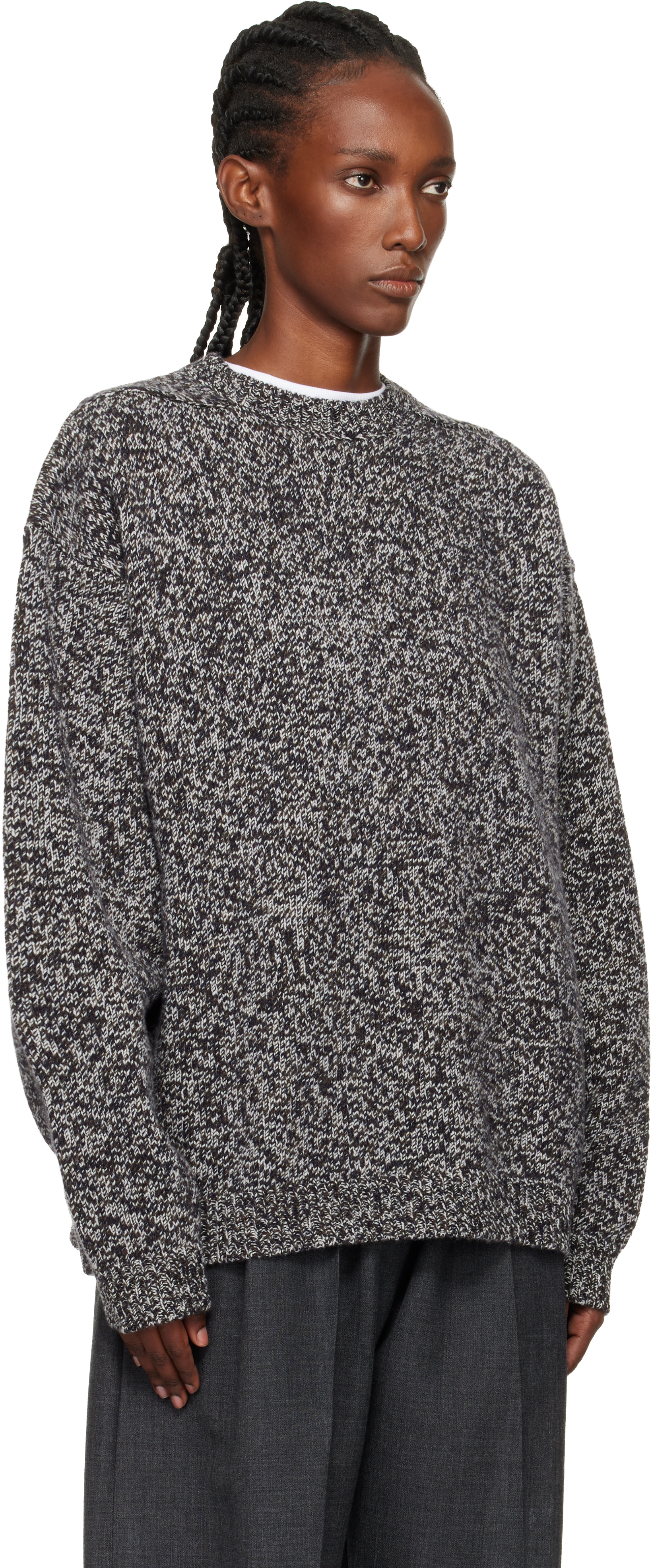 Studio Nicholson Gray Hemyl Knit Sweater In Black