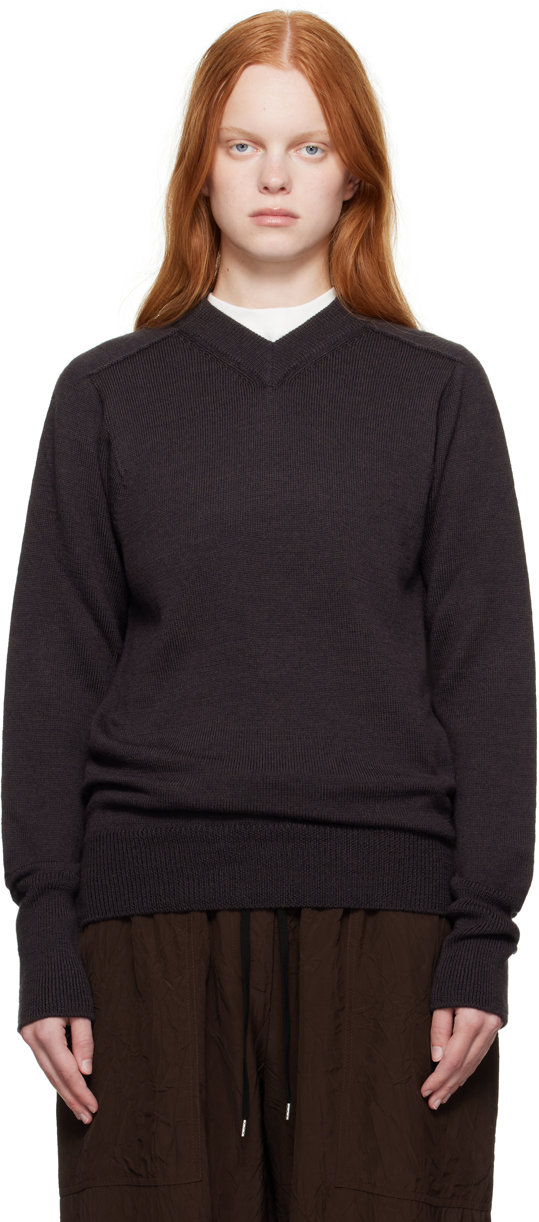 Studio Nicholson Brown Inverness Sweater In Brown