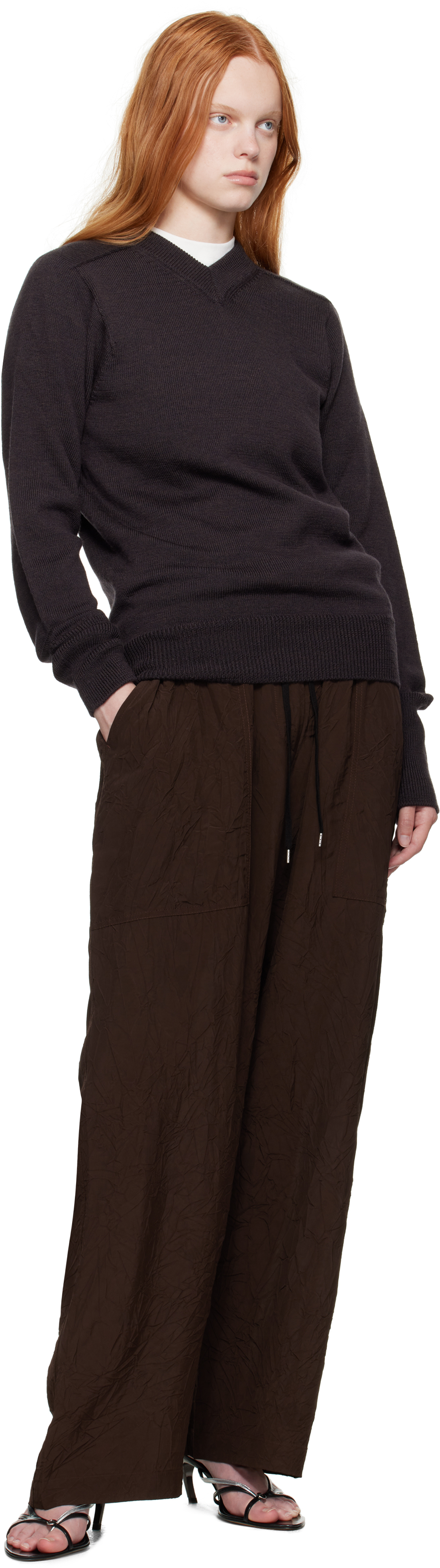 Studio Nicholson Brown Inverness Sweater In Brown