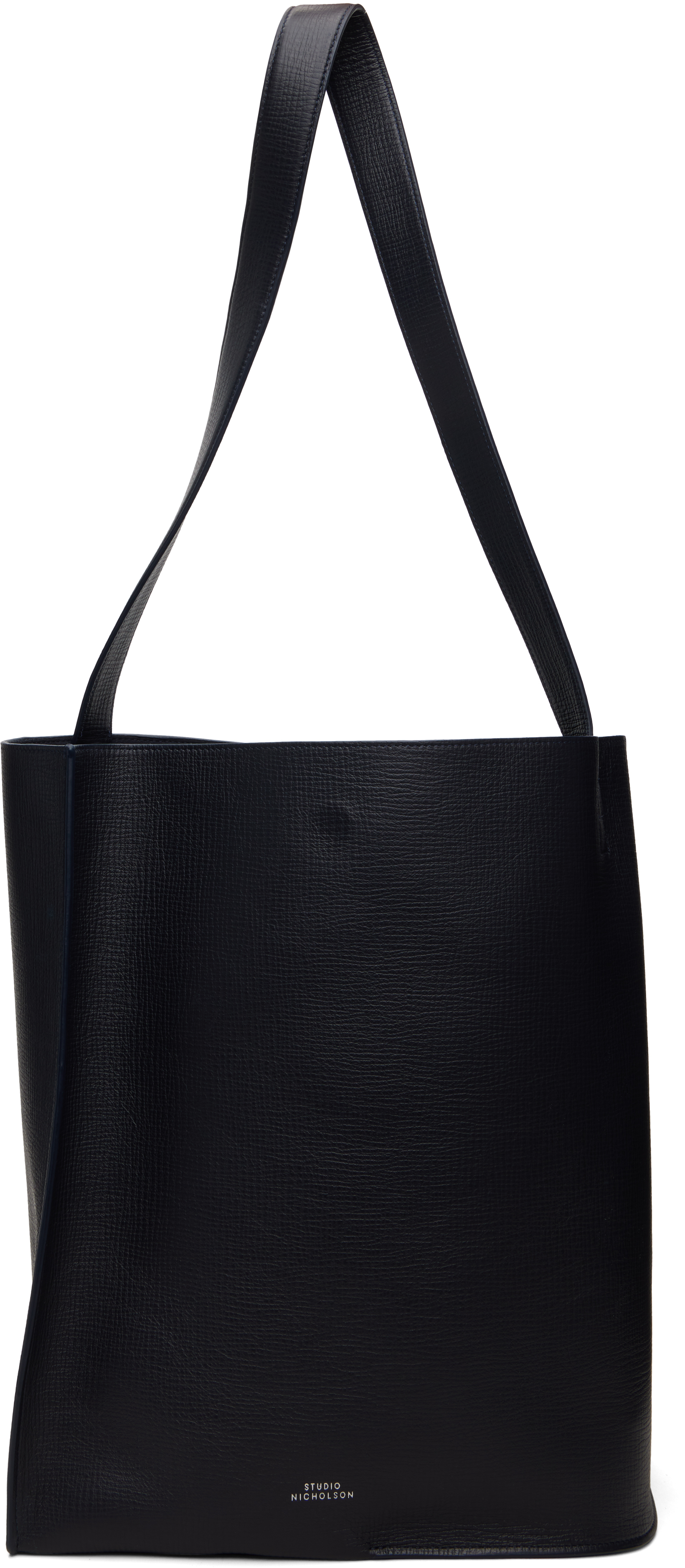 Studio Nicholson Navy Doublet Type 2 Leather Tote In Black