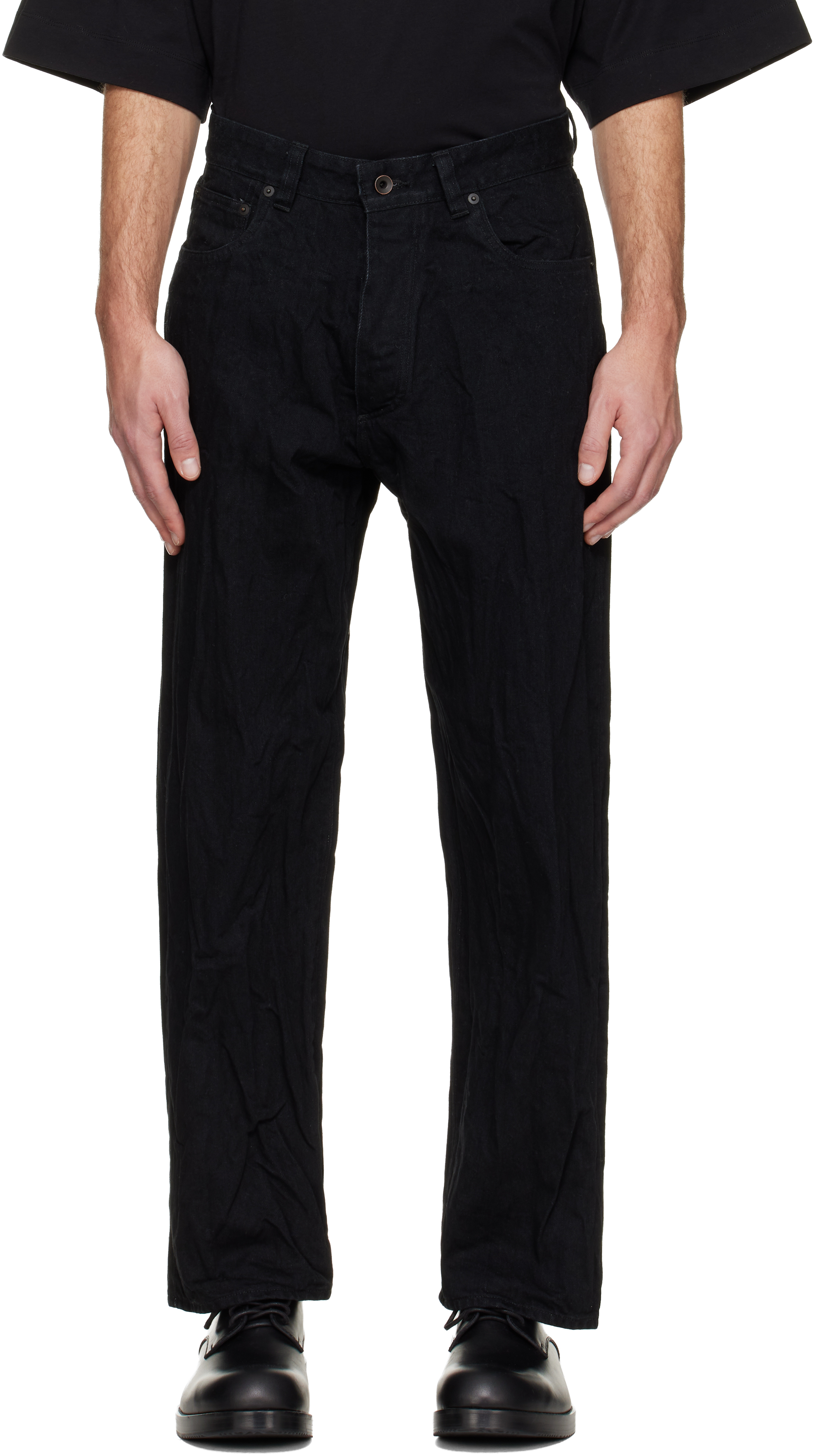 Studio Nicholson Black Seb Crinkle Denim Jeans