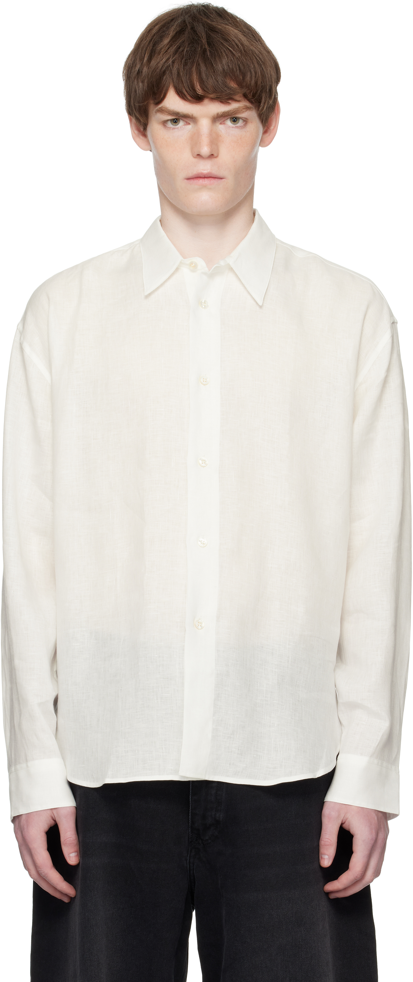 Studio Nicholson White Rafe Linen Shirt