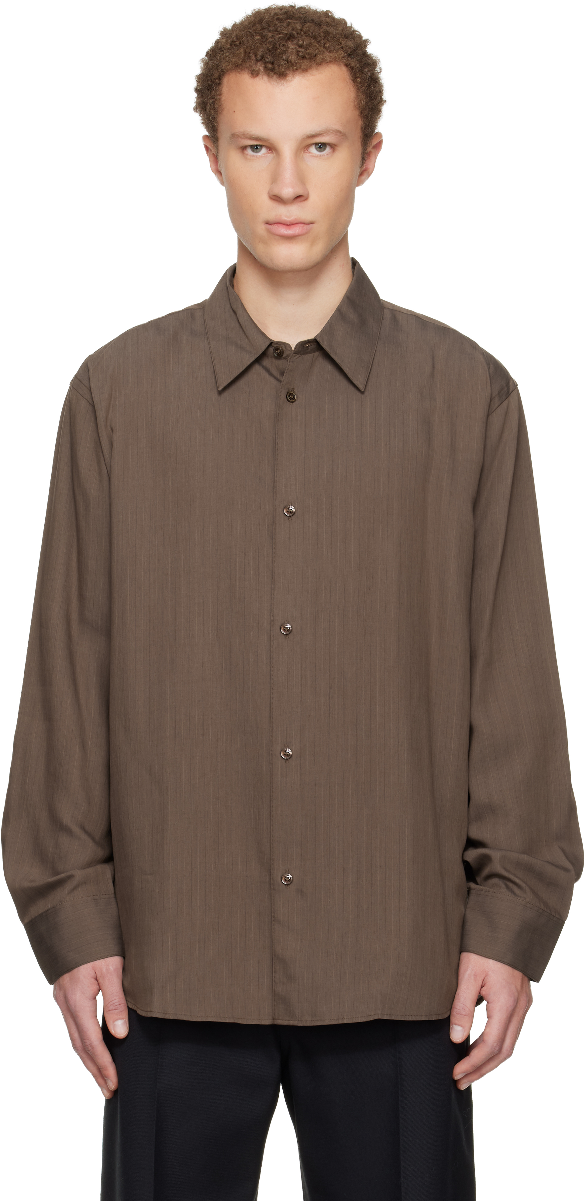 Studio Nicholson Brown View Shirt In Multi
