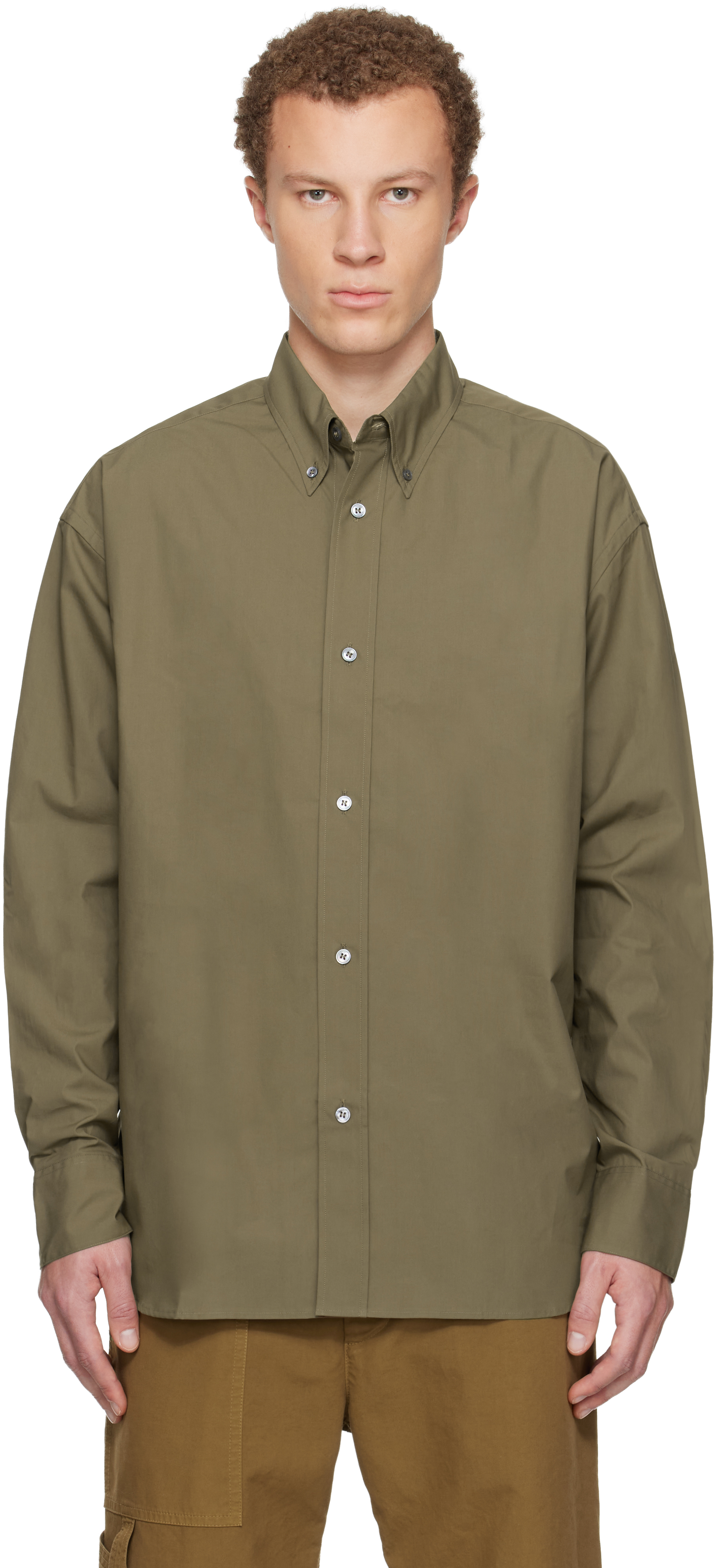 Studio Nicholson Khaki Jude Cotton Shirt In Gray