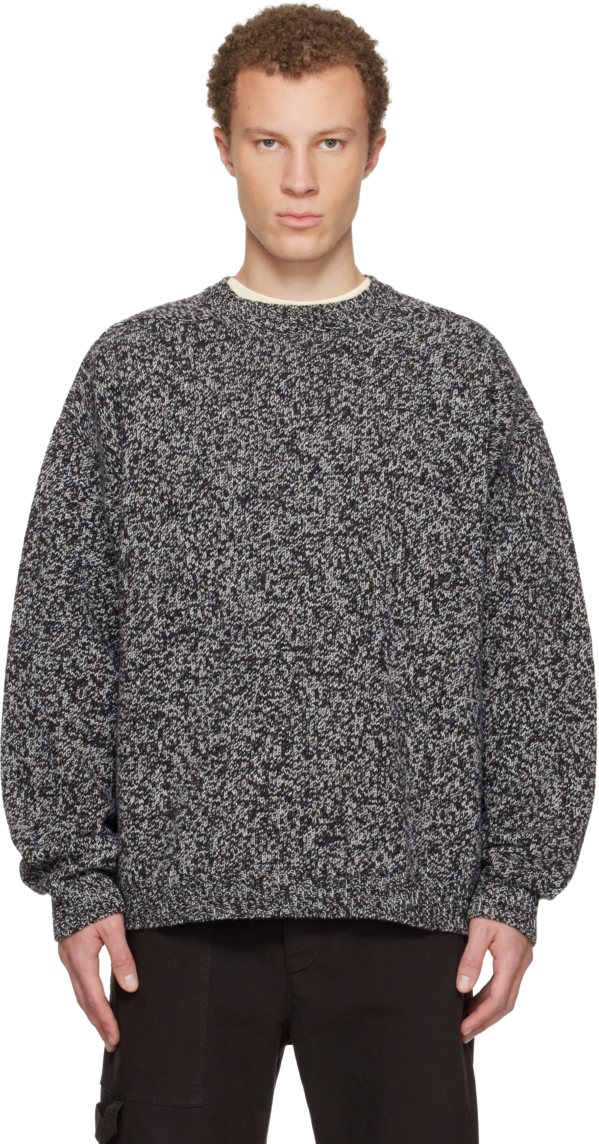 Studio Nicholson Navy & Gray Hemyl Knit Sweater
