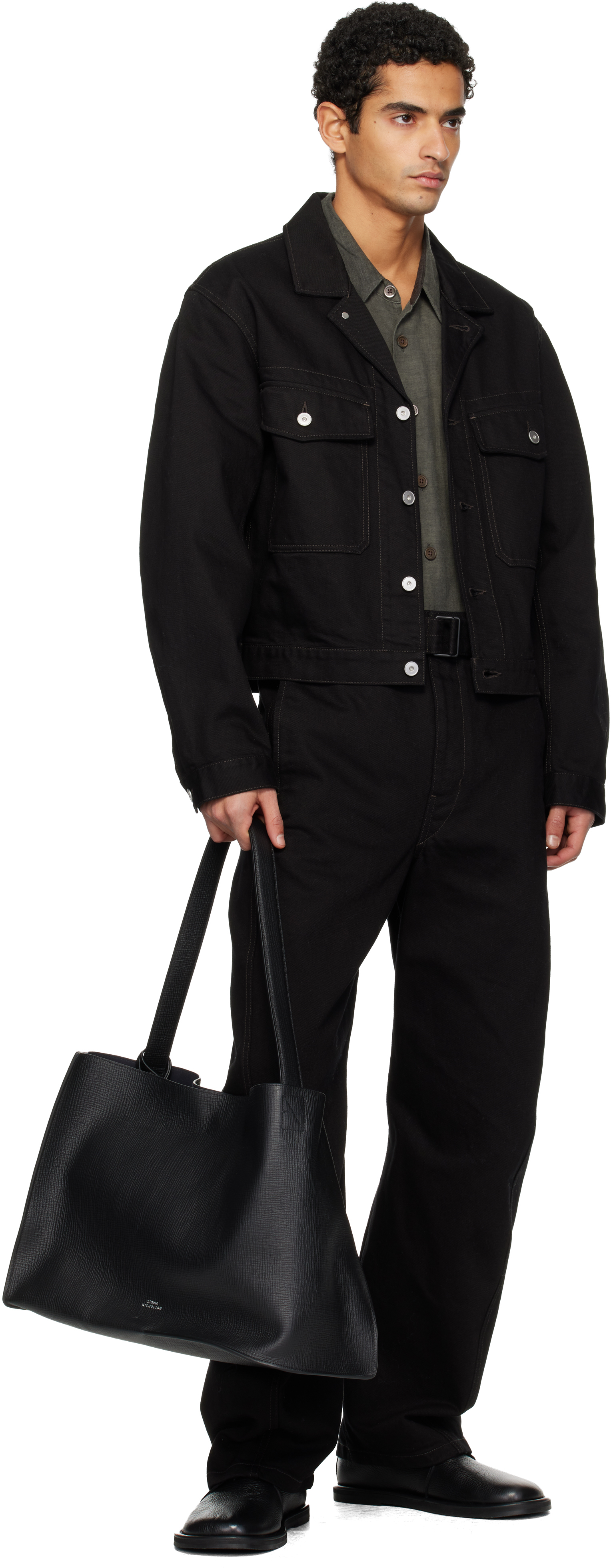 Studio Nicholson Black Woodrow Desert Boots In Animal Print