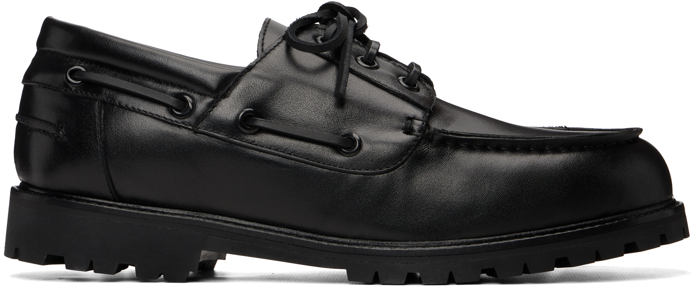 Studio Nicholson Guston Boat Shoes In Black