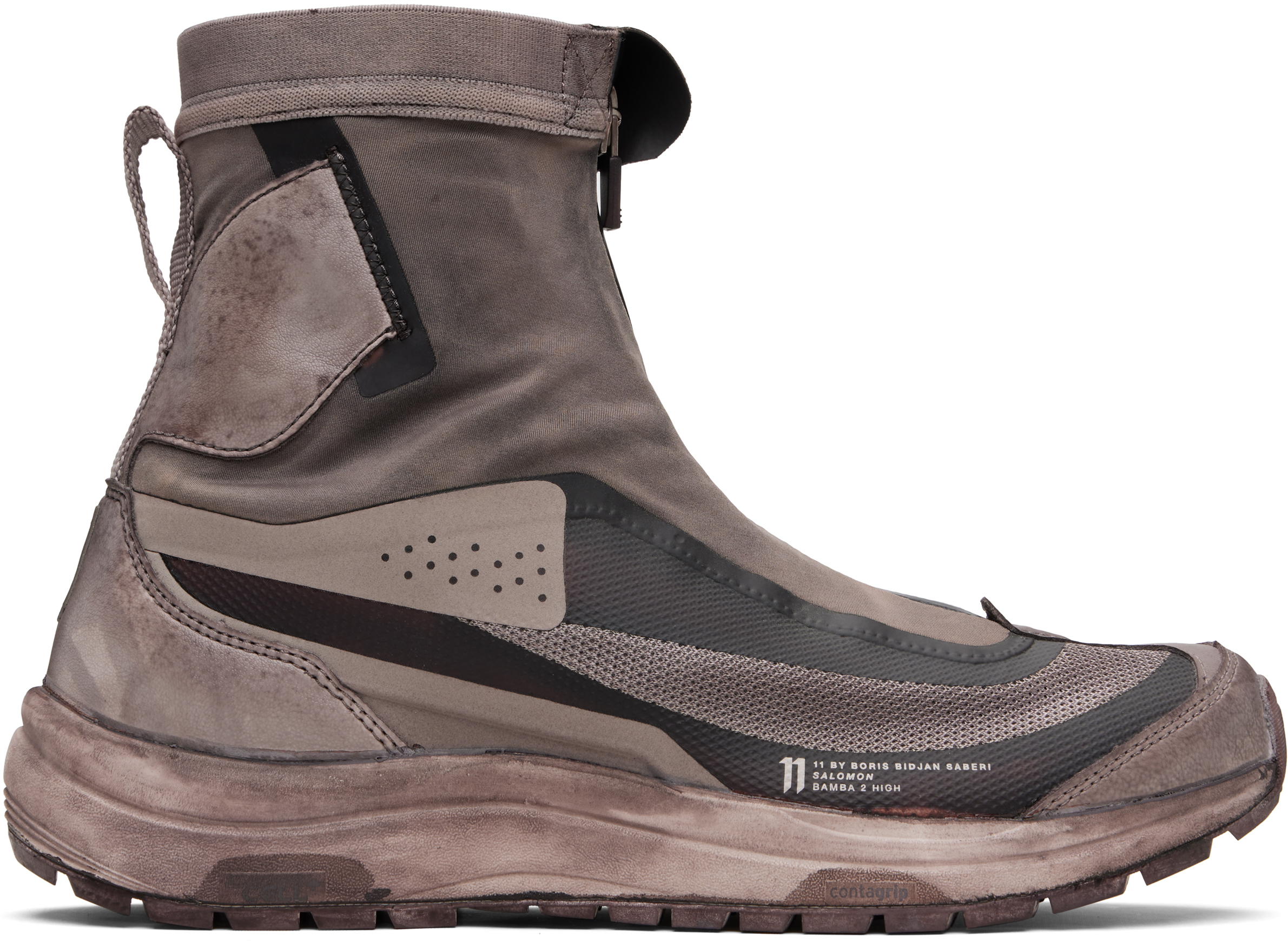 11 By Boris Bidjan Saberi Taupe Salomon Edition Bamba 2 High V2 Sneakers