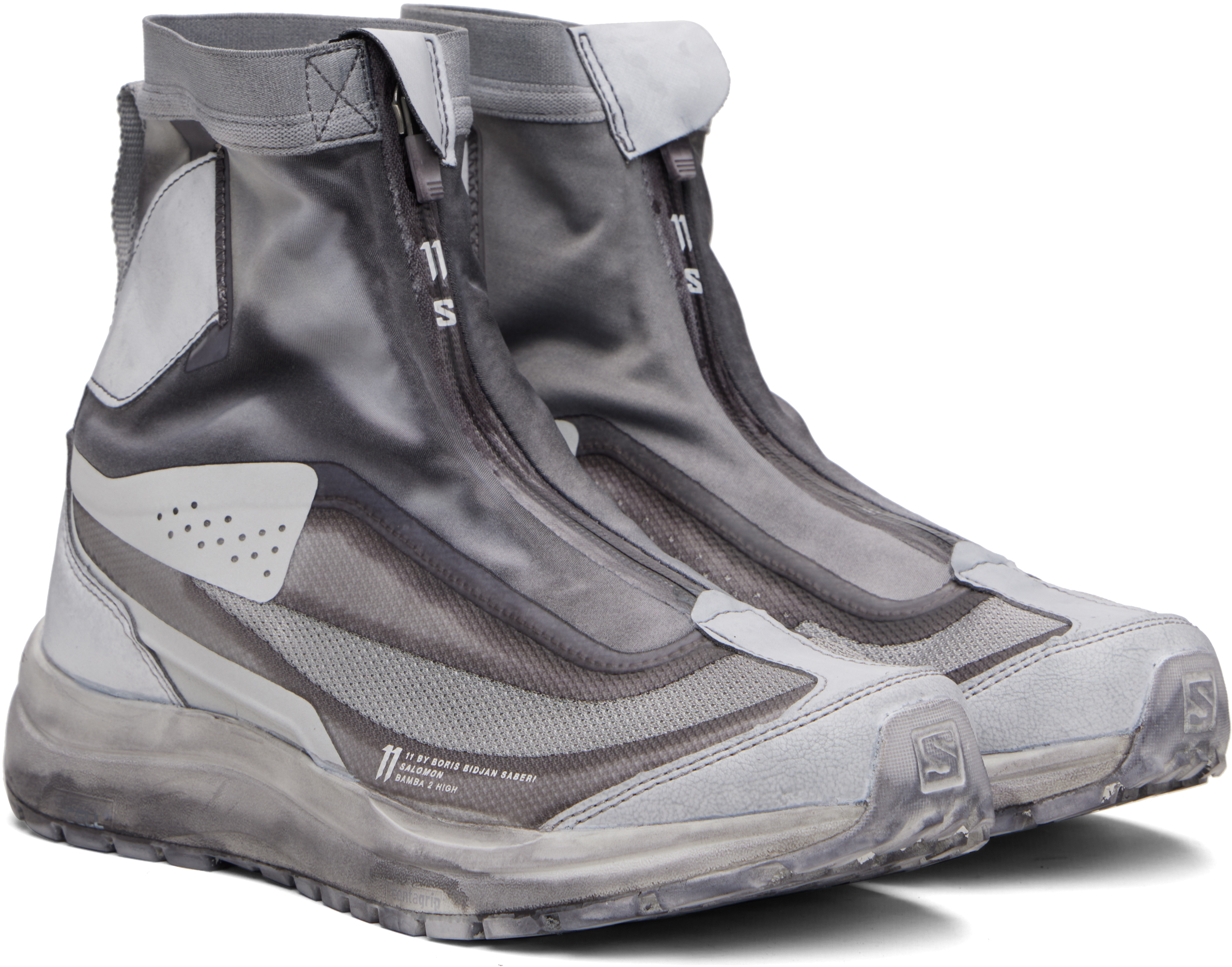 11 By Boris Bidjan Saberi Gray Salomon Edition Bamba 2 High V2 Sneakers In Gray