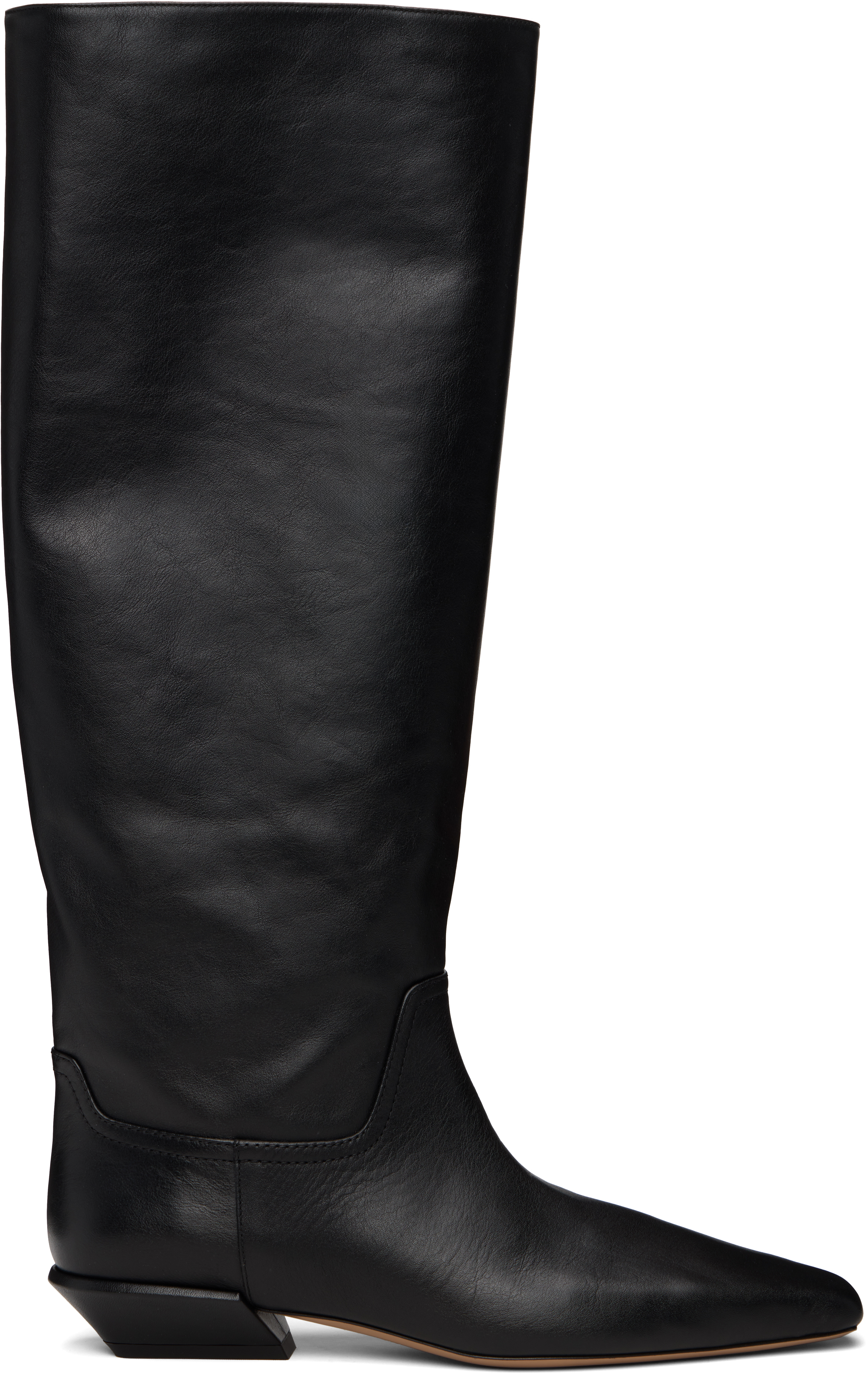 Paris Texas Leather Bettina Boots With Squared Toe In Black