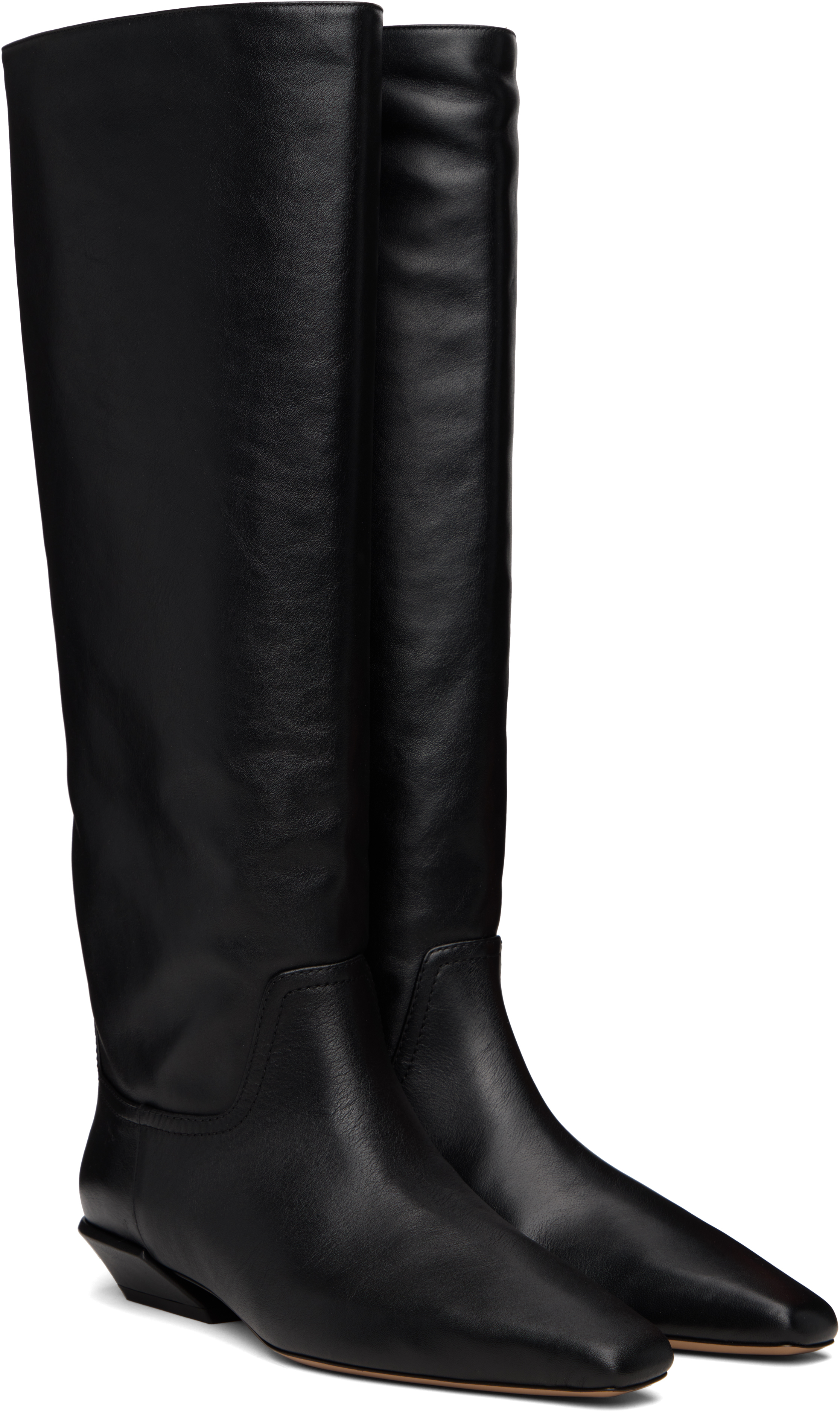 Paris Texas Leather Bettina Boots With Squared Toe In Black