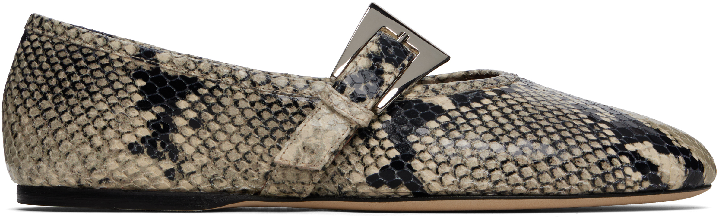 Khaki Sveva Buckle Ballerina Flats
