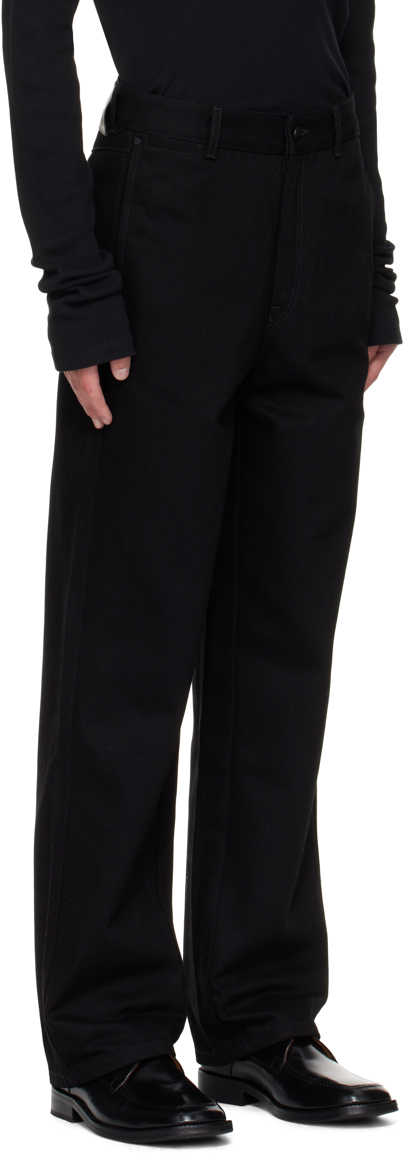 Lgn Louis Gabriel Nouchi Black 5-pocket Straight-leg Jeans In Black