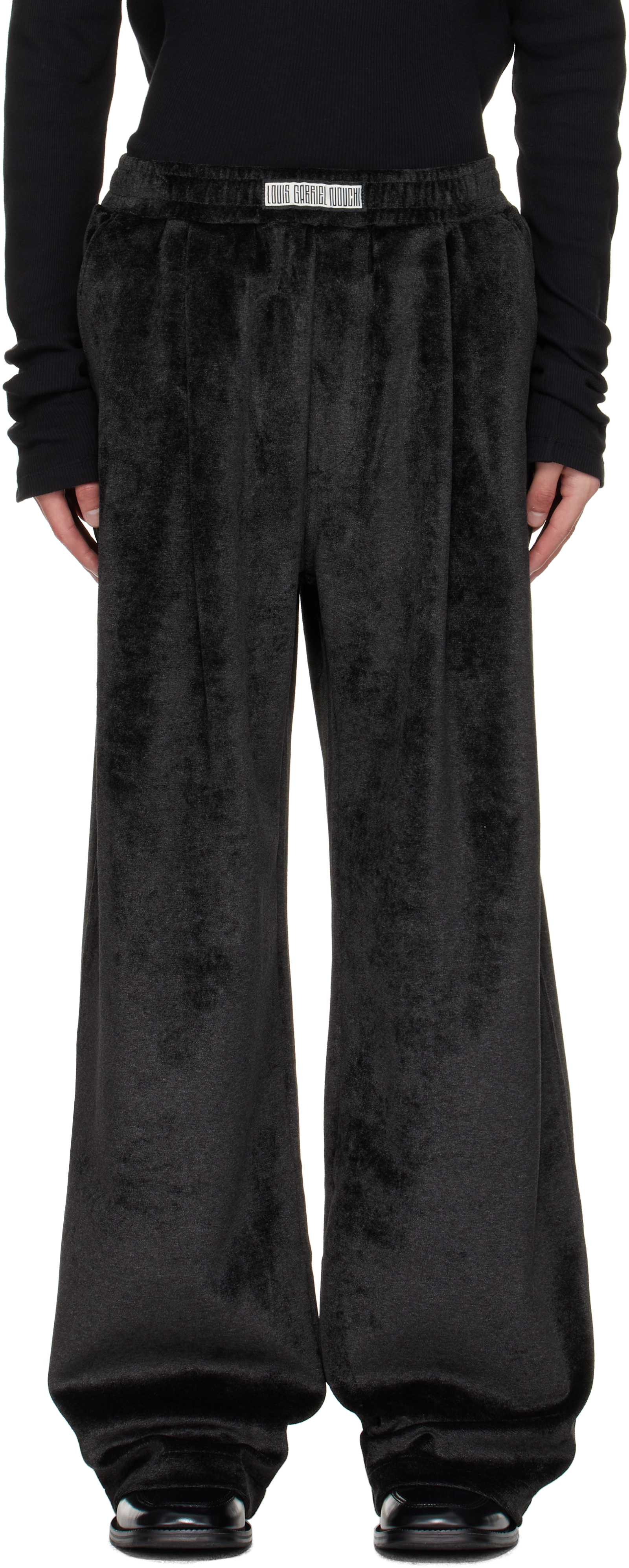 Lgn Louis Gabriel Nouchi Black Large Pleats Sweatpants In Gray