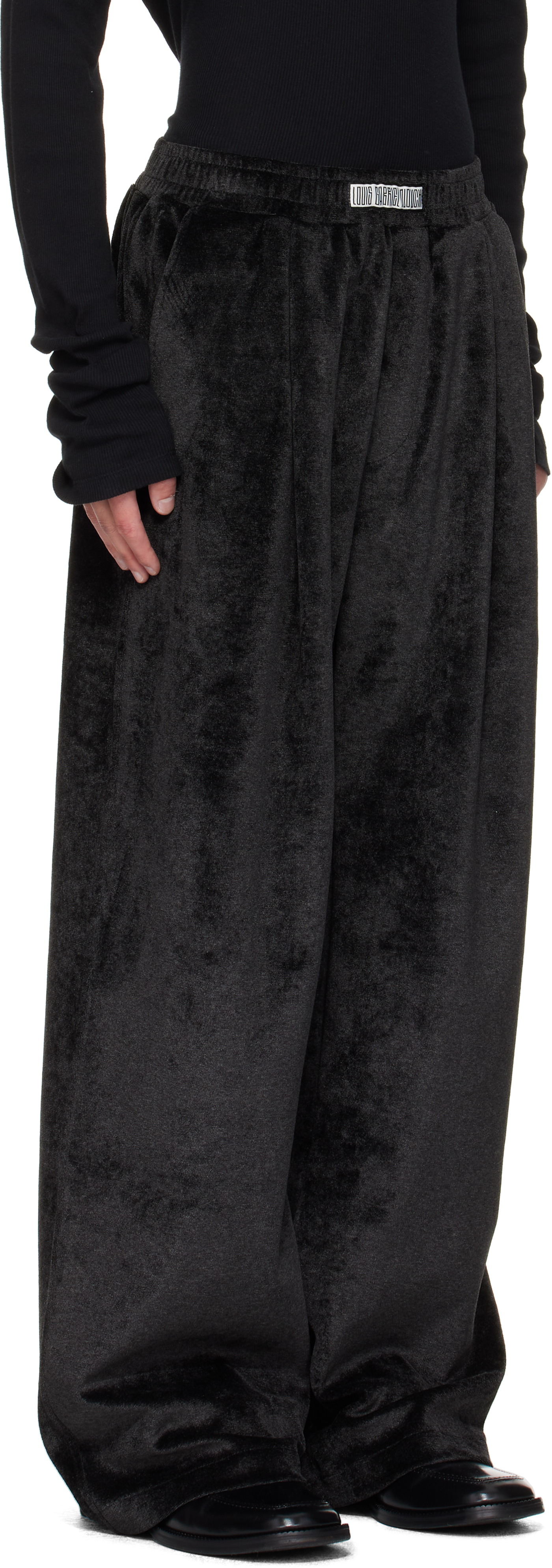 Lgn Louis Gabriel Nouchi Black Large Pleats Sweatpants In Gray
