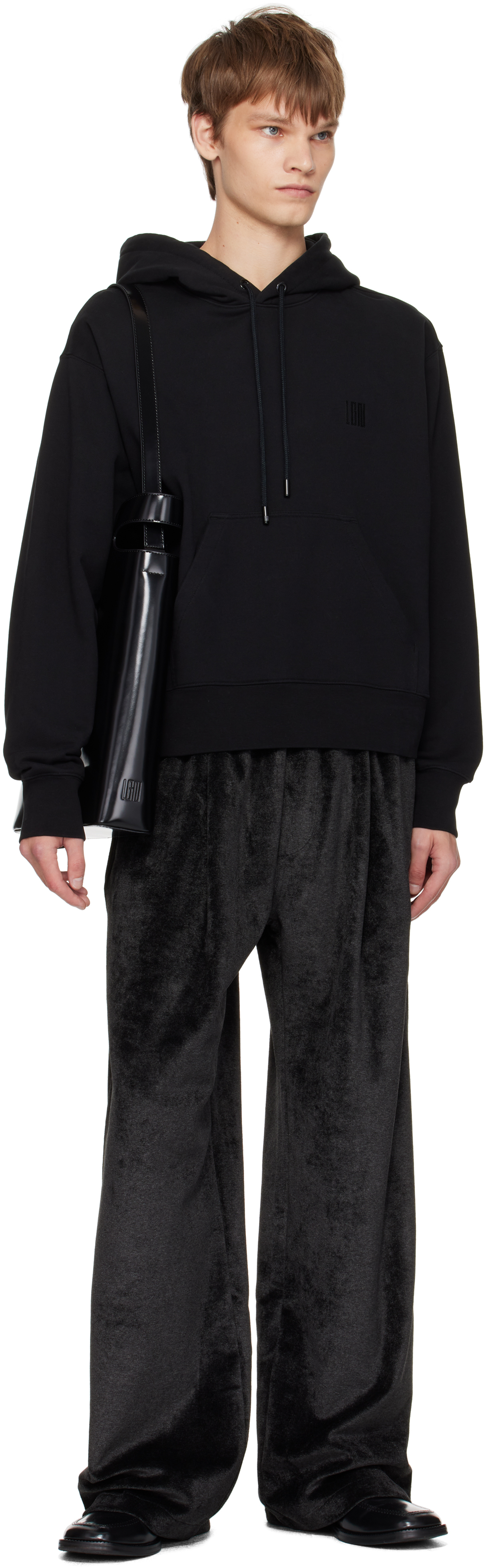 Lgn Louis Gabriel Nouchi Black Large Pleats Sweatpants In Gray