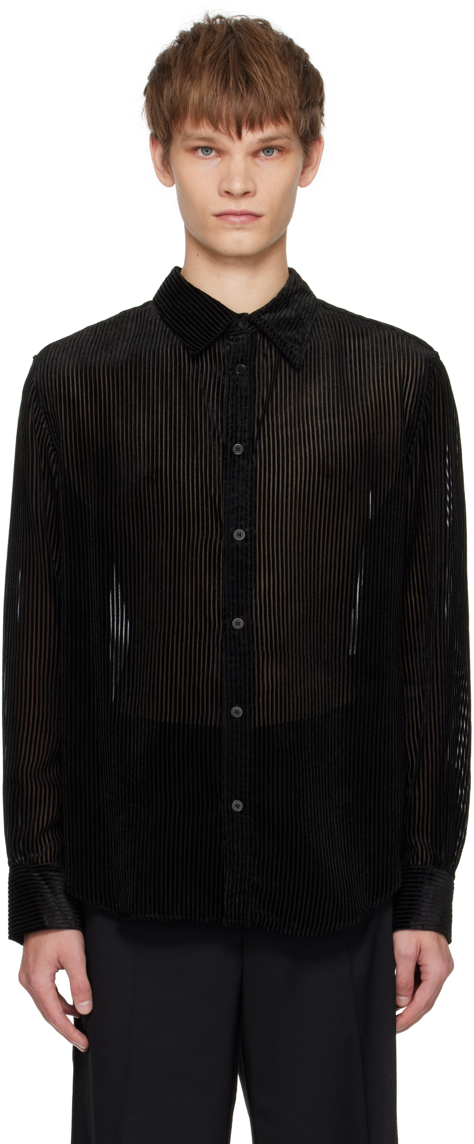 Lgn Louis Gabriel Nouchi Black Striped Shirt In Black