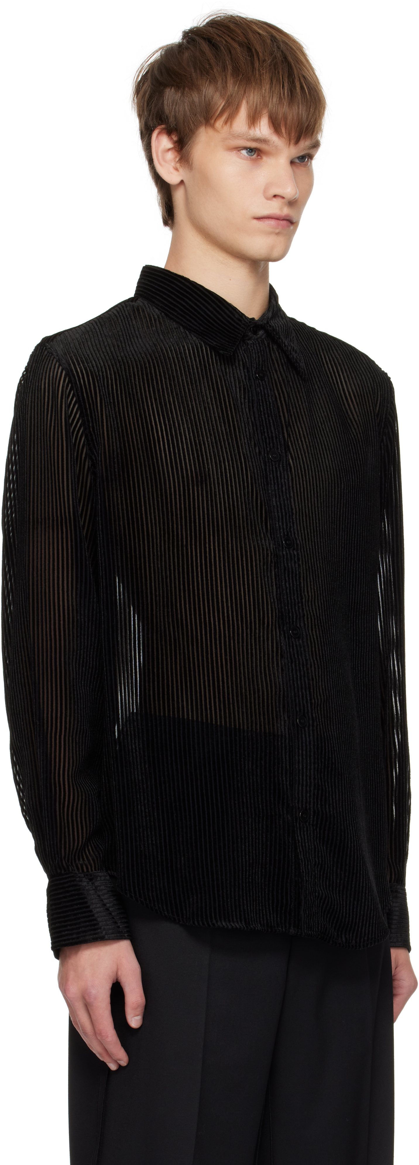 Lgn Louis Gabriel Nouchi Black Striped Shirt In Black
