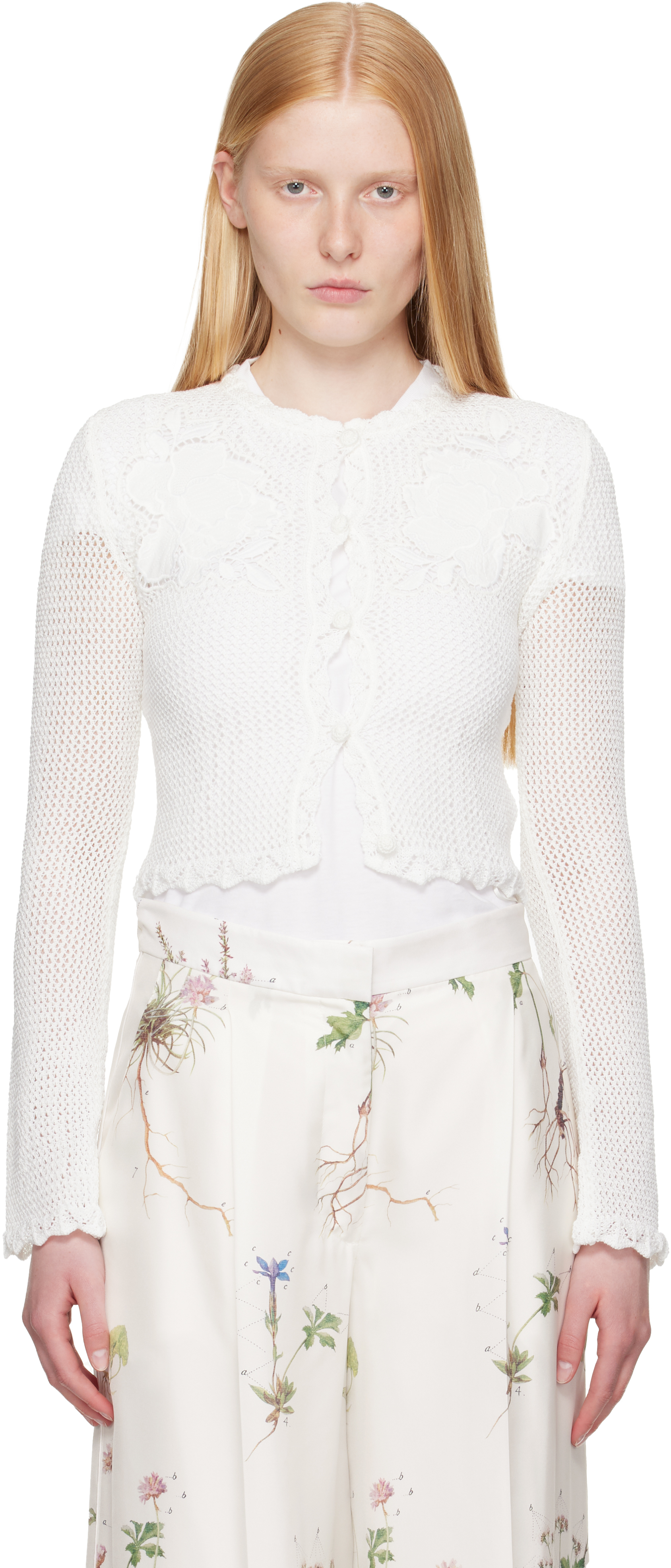 ERDEM OFF-WHITE LONG SLEEVE CARDIGAN 