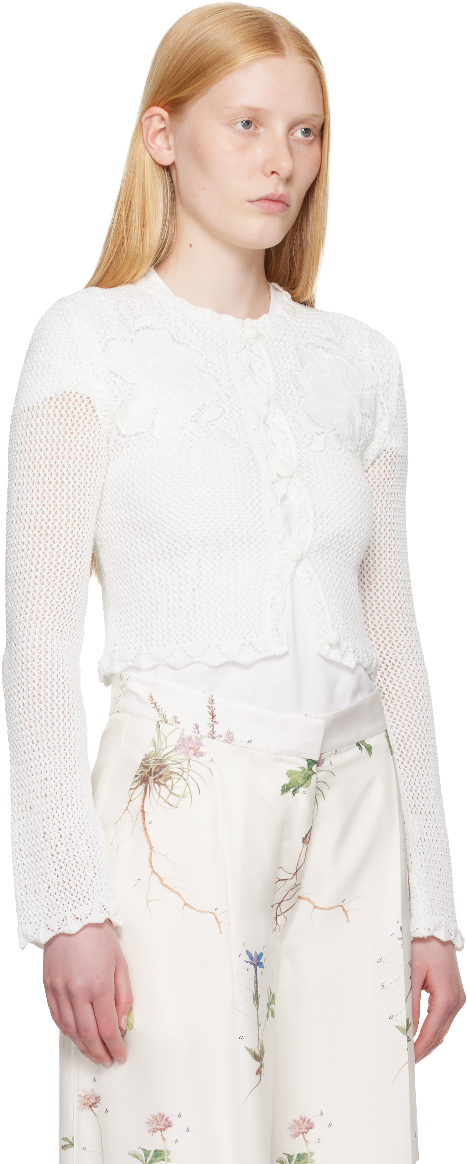 ERDEM OFF-WHITE LONG SLEEVE CARDIGAN 