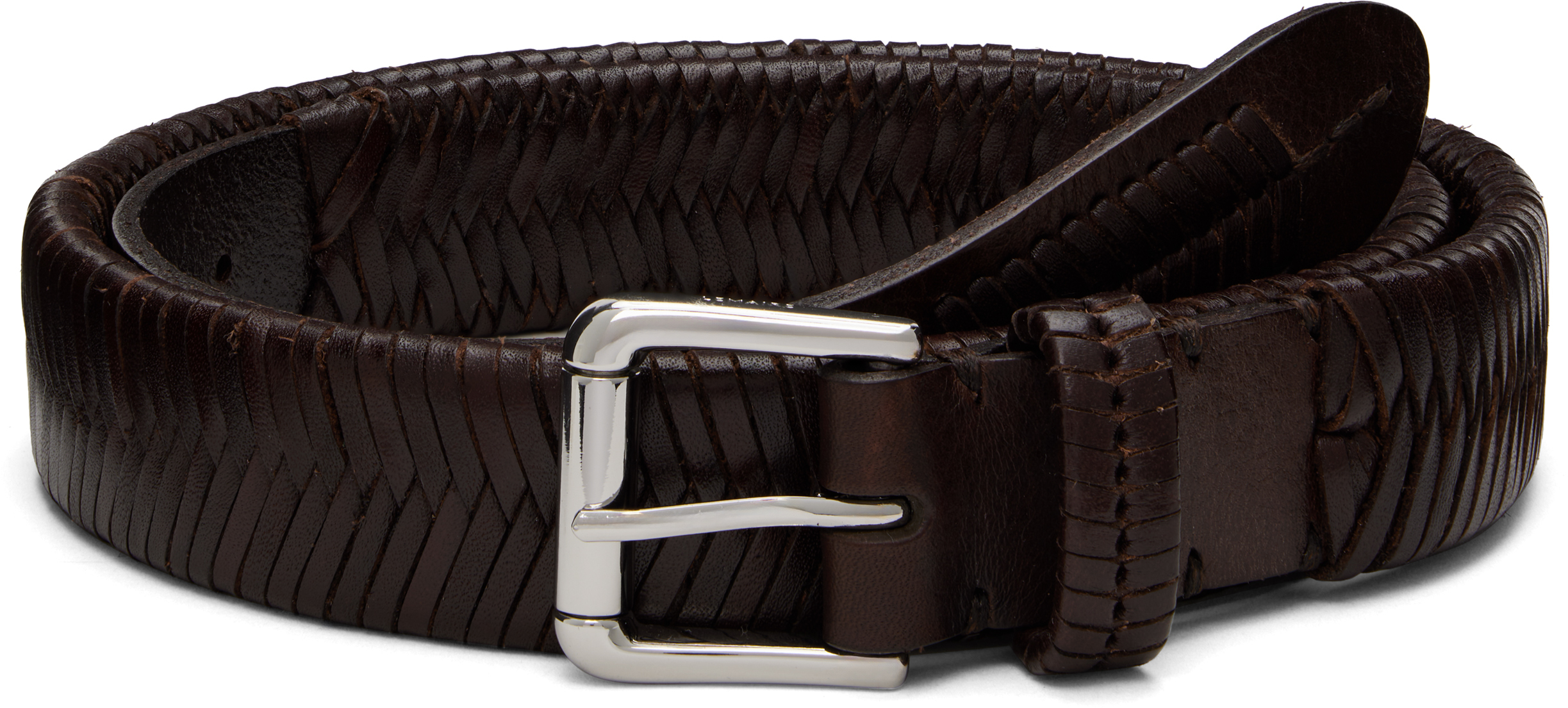 Lemaire Brown Weave Belt In Brown
