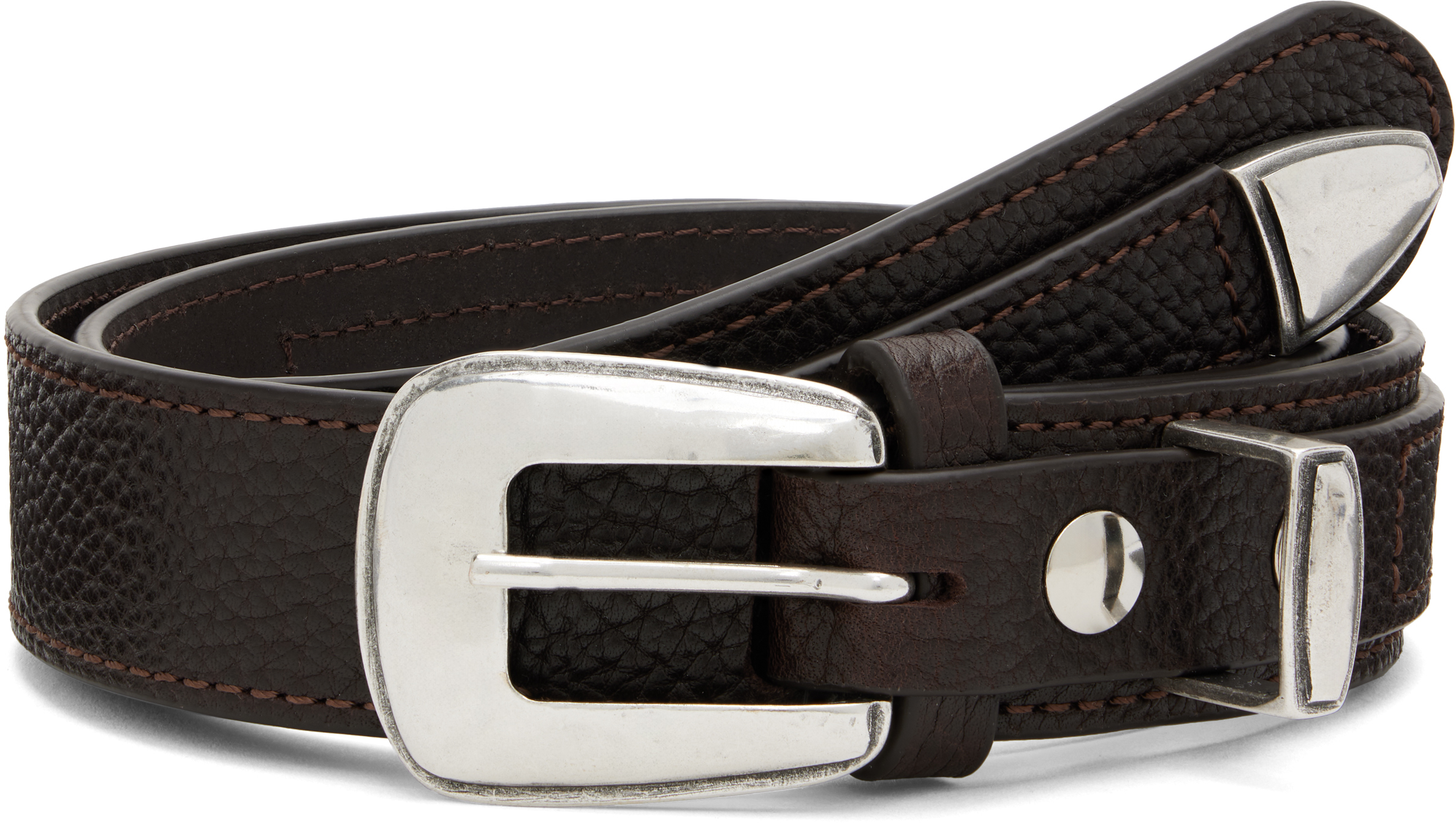 Lemaire Brown Minimal Western Belt In Brown