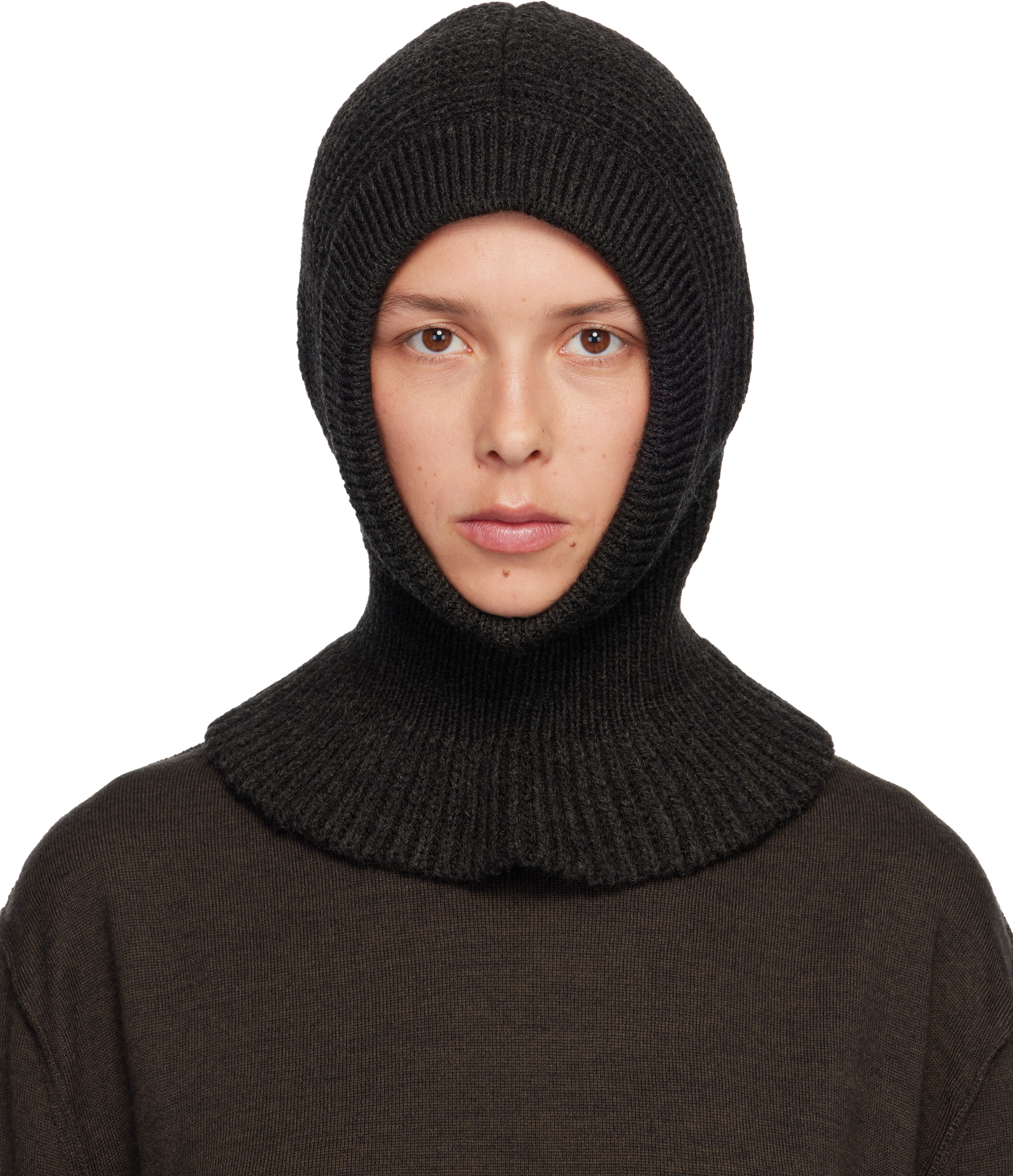 Lemaire Brown Hood Beanie In Black
