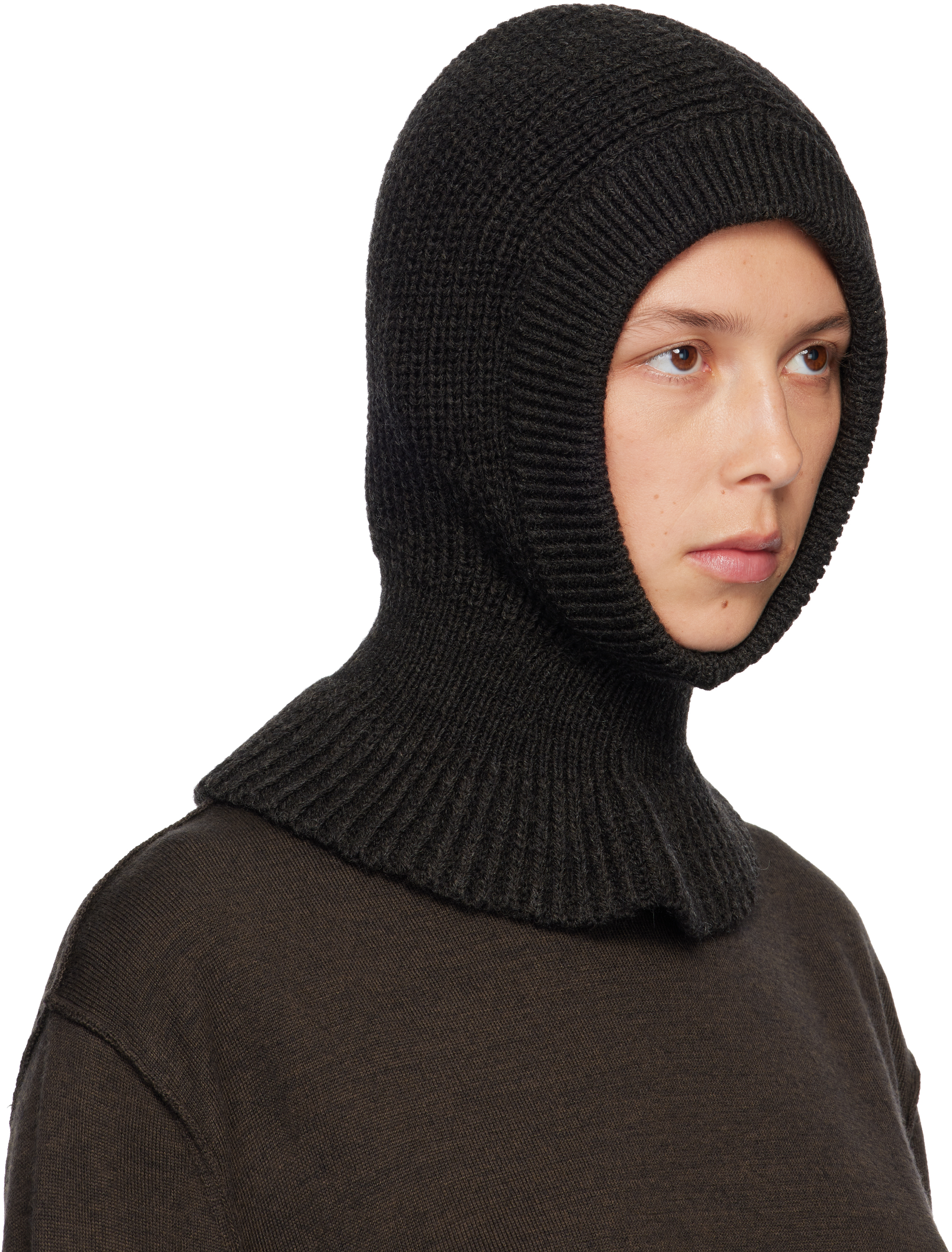 Lemaire Brown Hood Beanie In Black