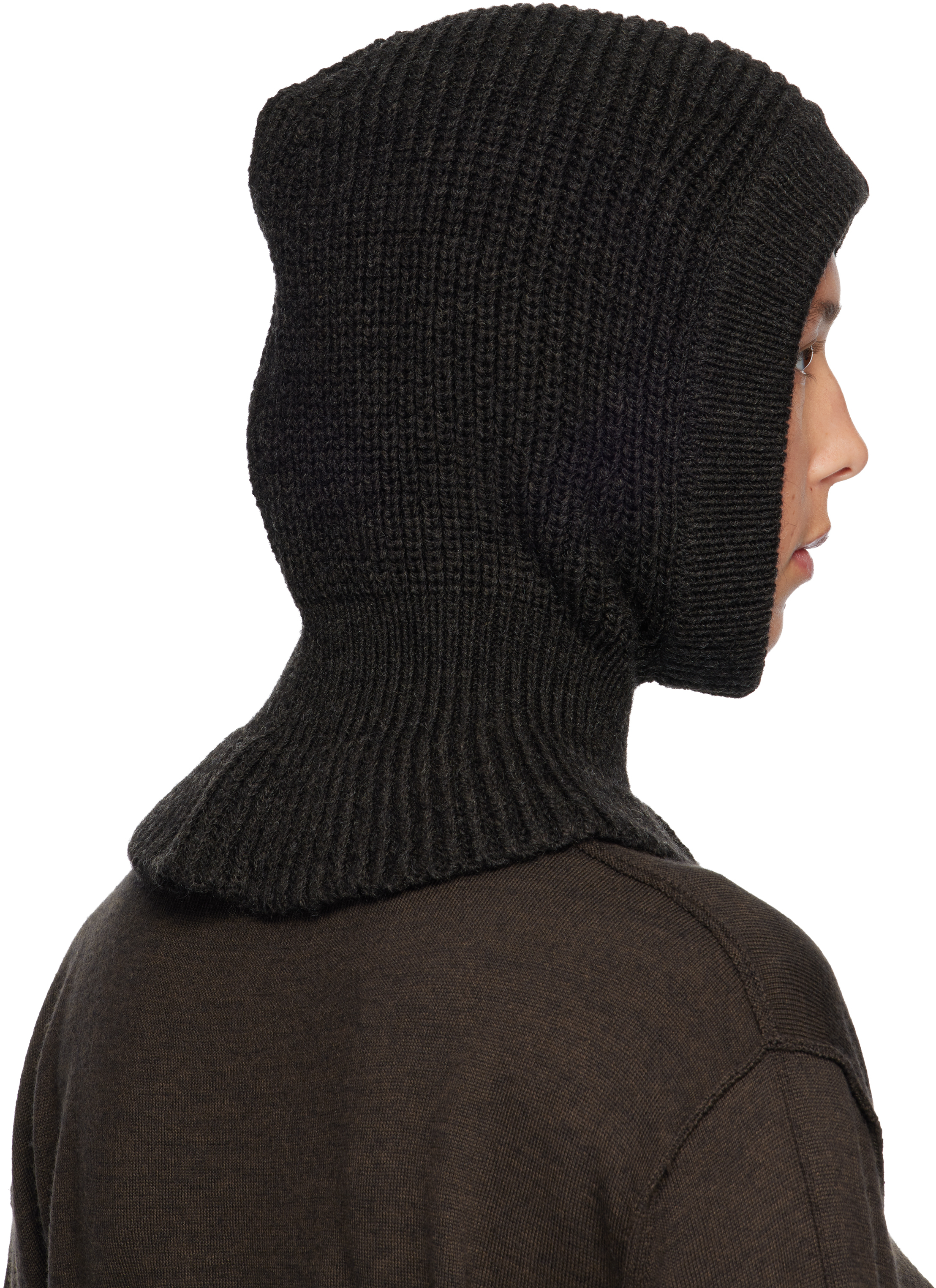 Lemaire Brown Hood Beanie In Black
