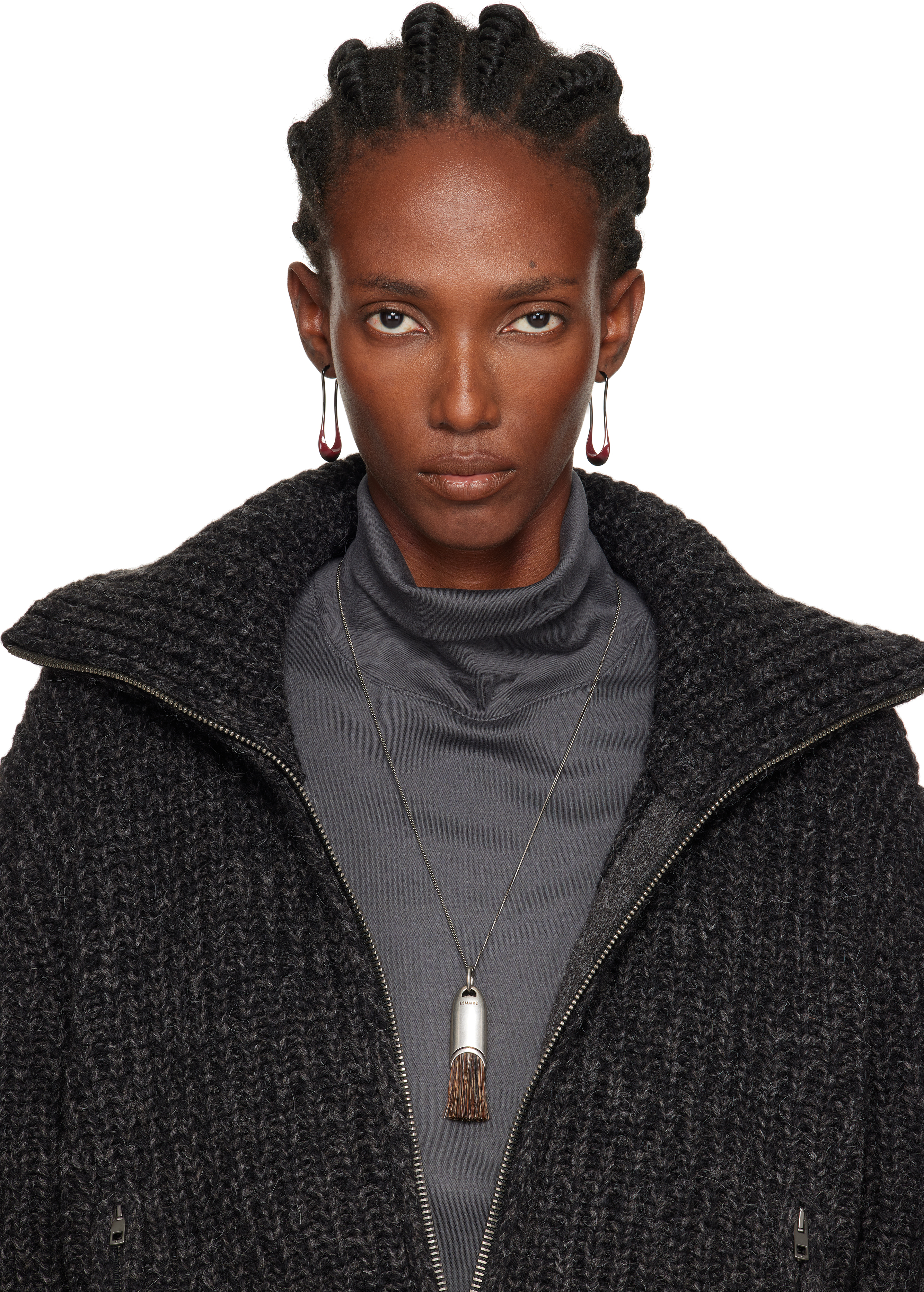 Lemaire Personal Brush Necklace In Gray