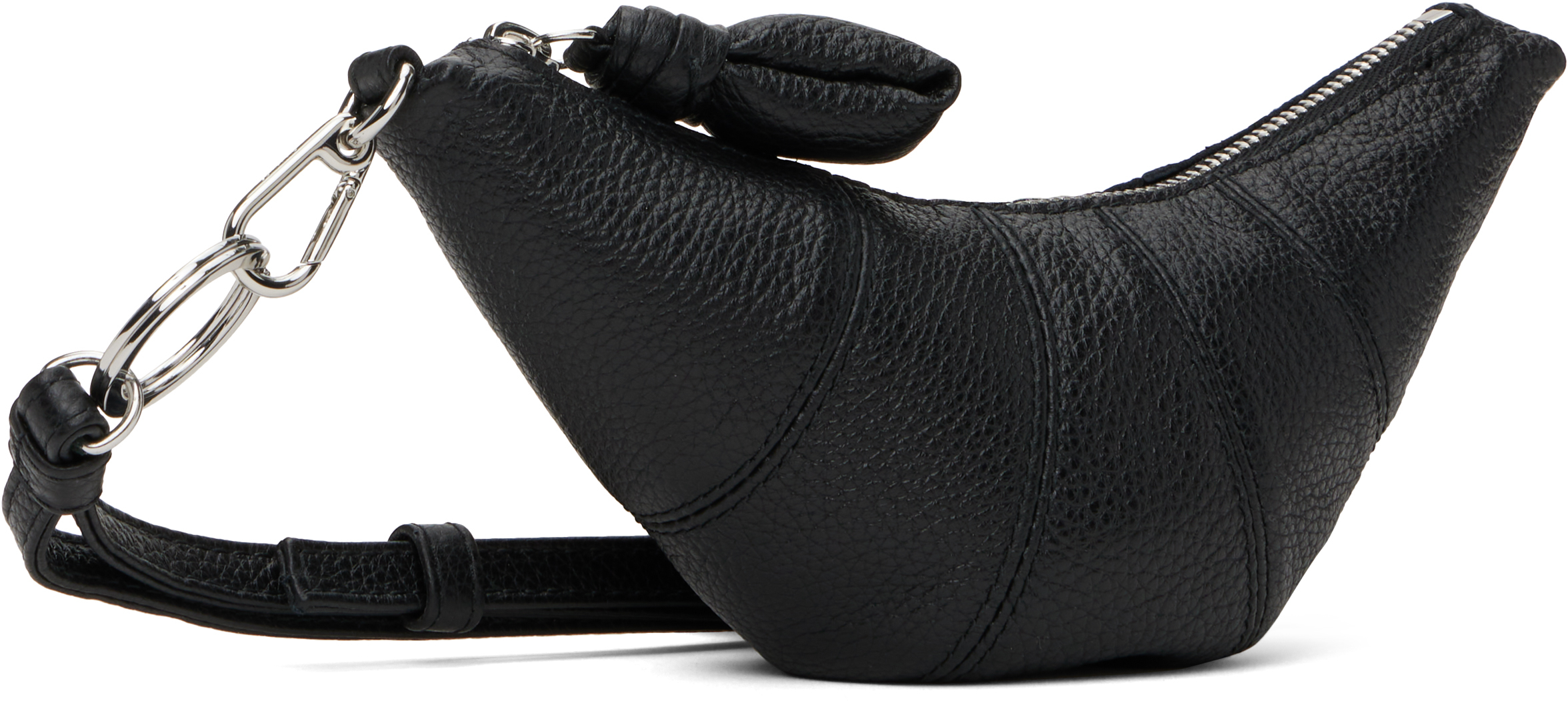 Lemaire Black Cross-body Croissant Coin Pouch In Black